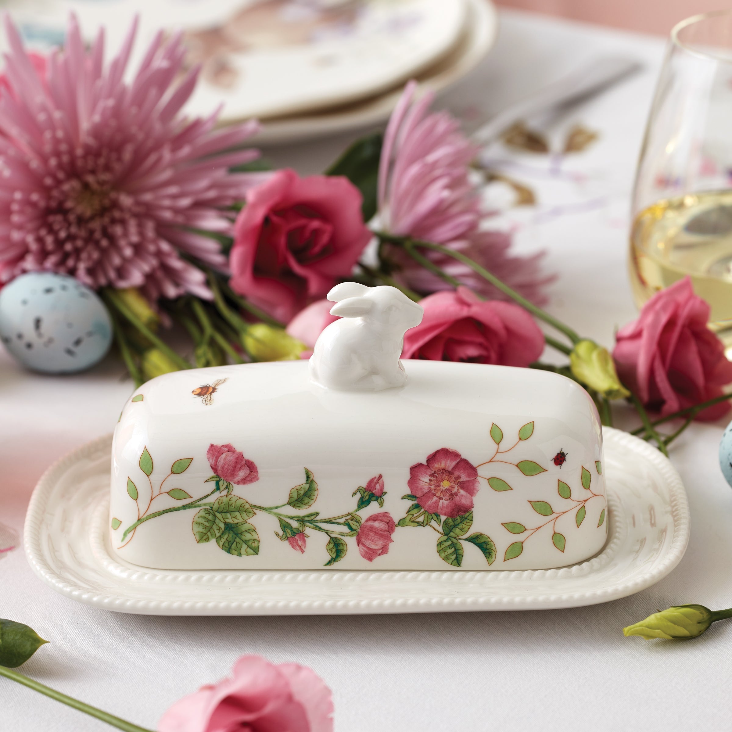 Lenox Premium Butterfly Meadow Bunny Covered Butter Dish - Image 2