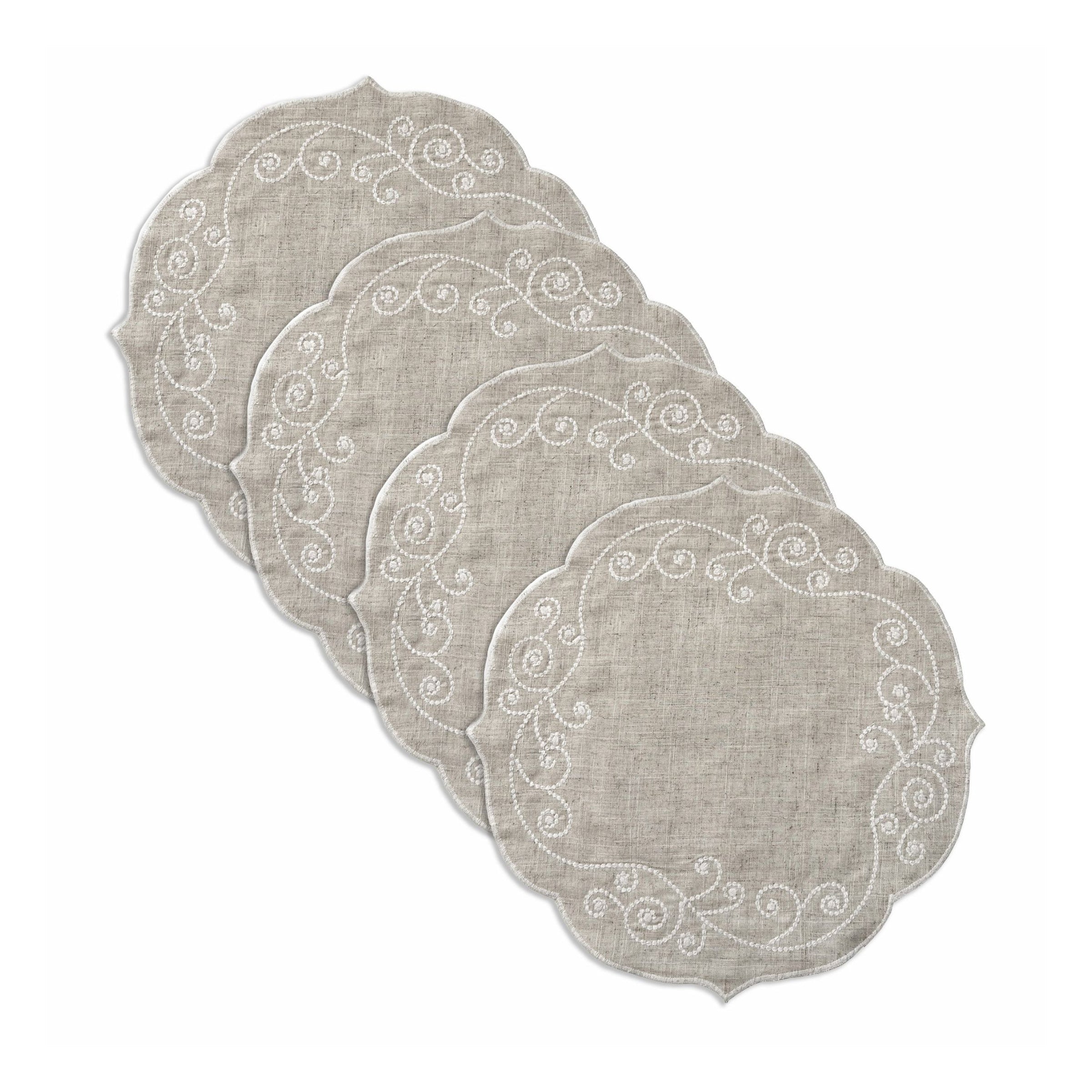 Lenox Premium French Perle Linen Embroidered Round Placemats