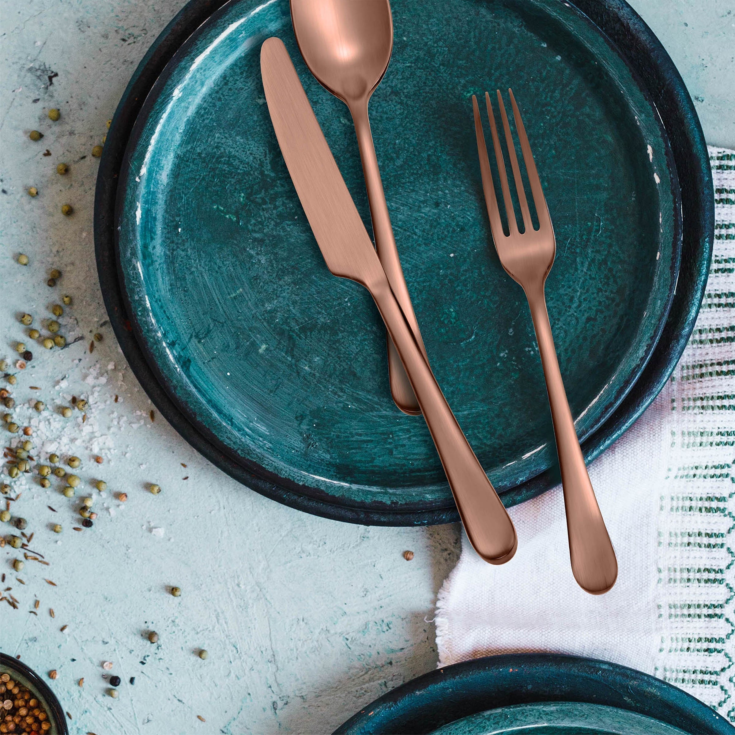 Lenox Premium Mirabella Copper Titanium Satin 20-Piece Flatware Set - Image 2