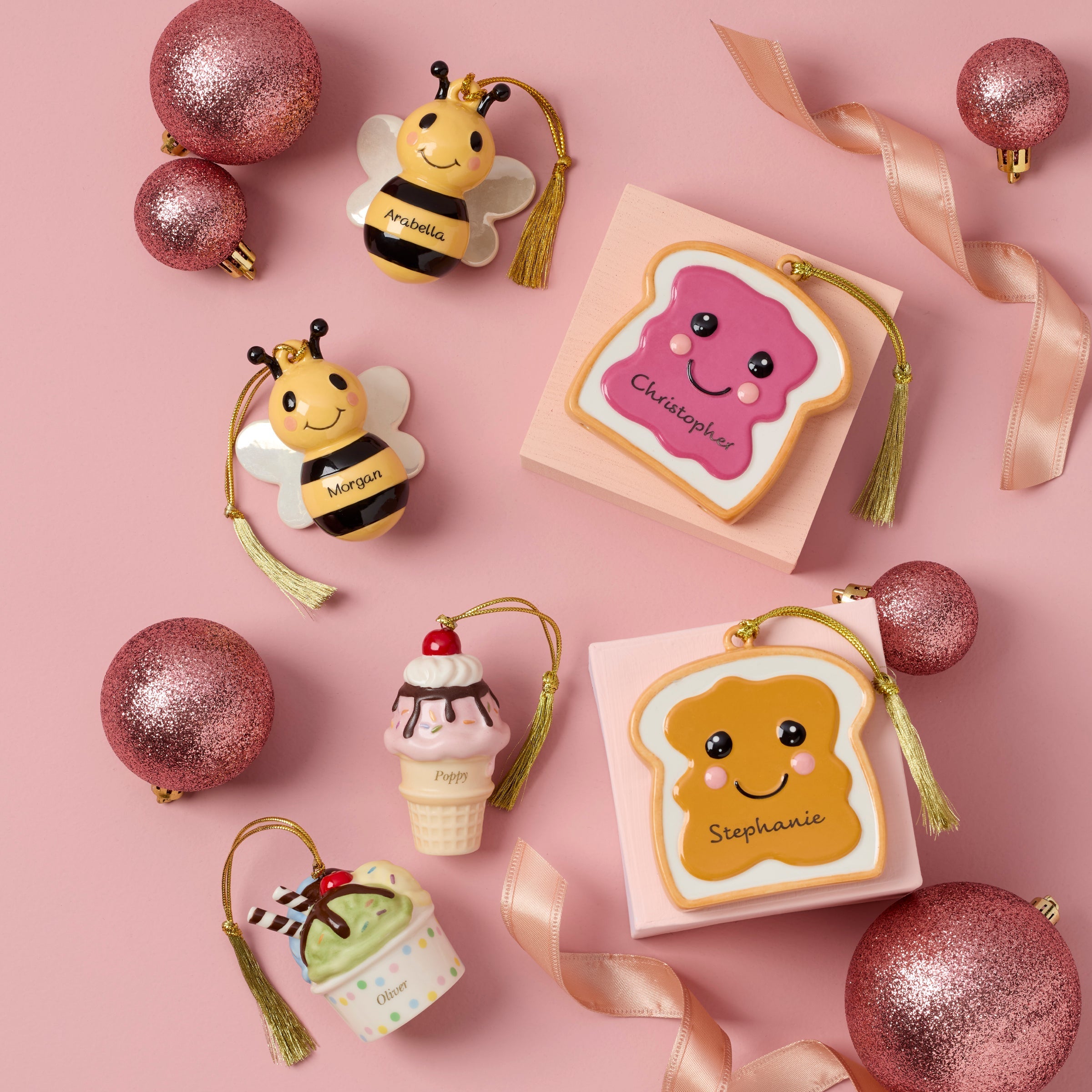 Lenox Premium Personalized Ice Cream 2-Piece Ornament Set - Image 3