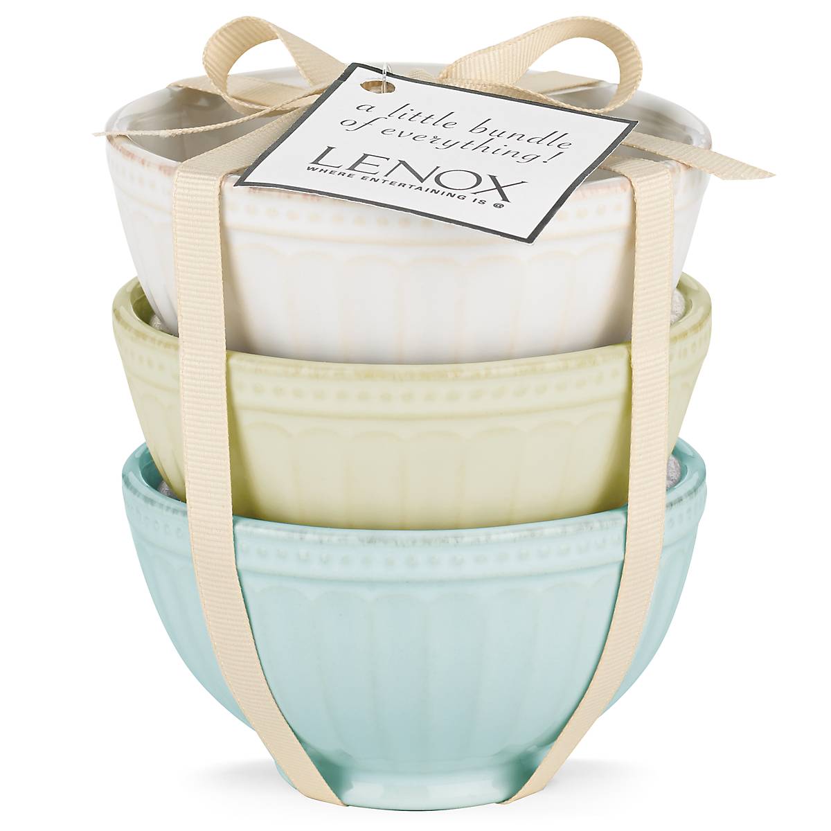 Lenox Premium French Perle Groove Assorted Mini 3-Piece Bowl Set - Image 2