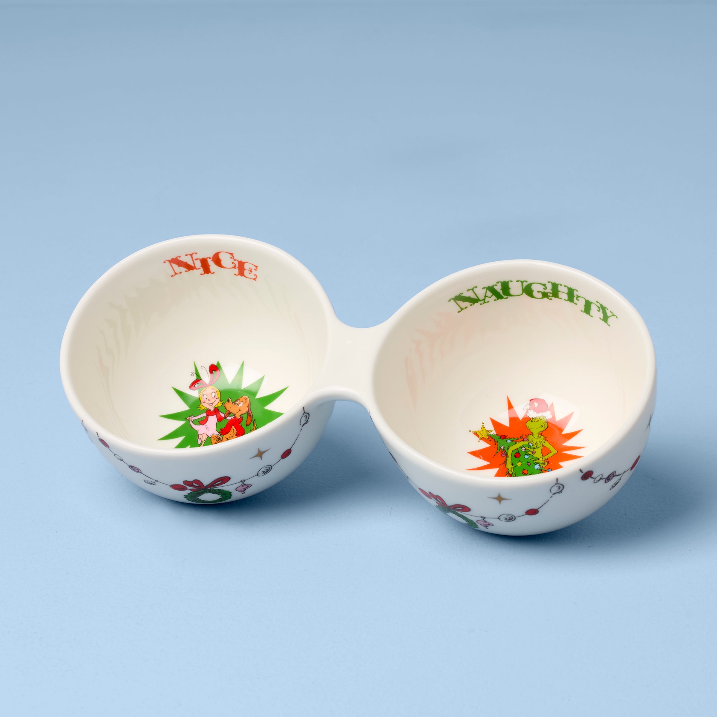 Lenox Premium Merry Grinchmas Naughty or Nice Double Dip Bowl - Image 2