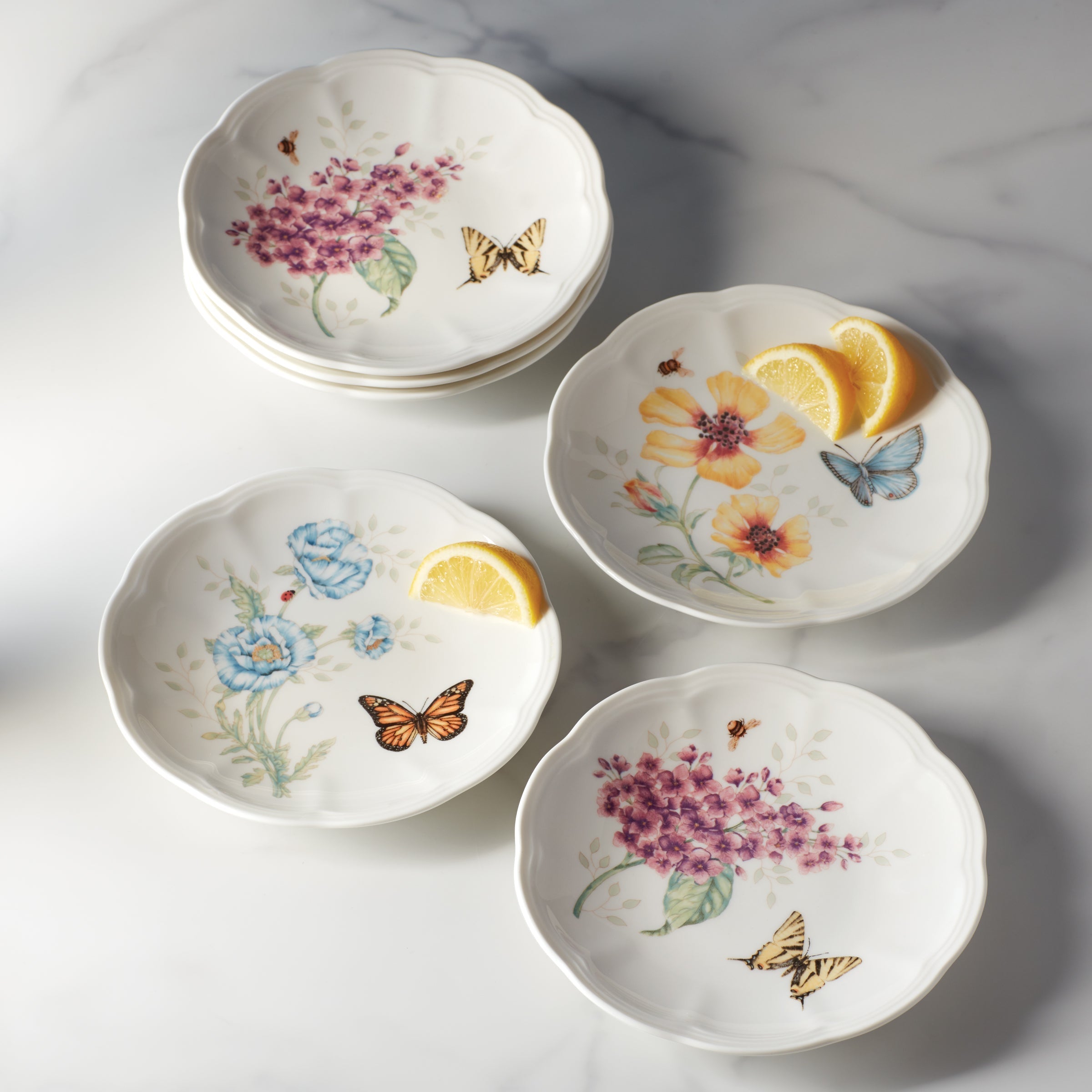 Lenox Premium Butterfly Meadow 6-Piece Tidbit Plate Set - Image 2