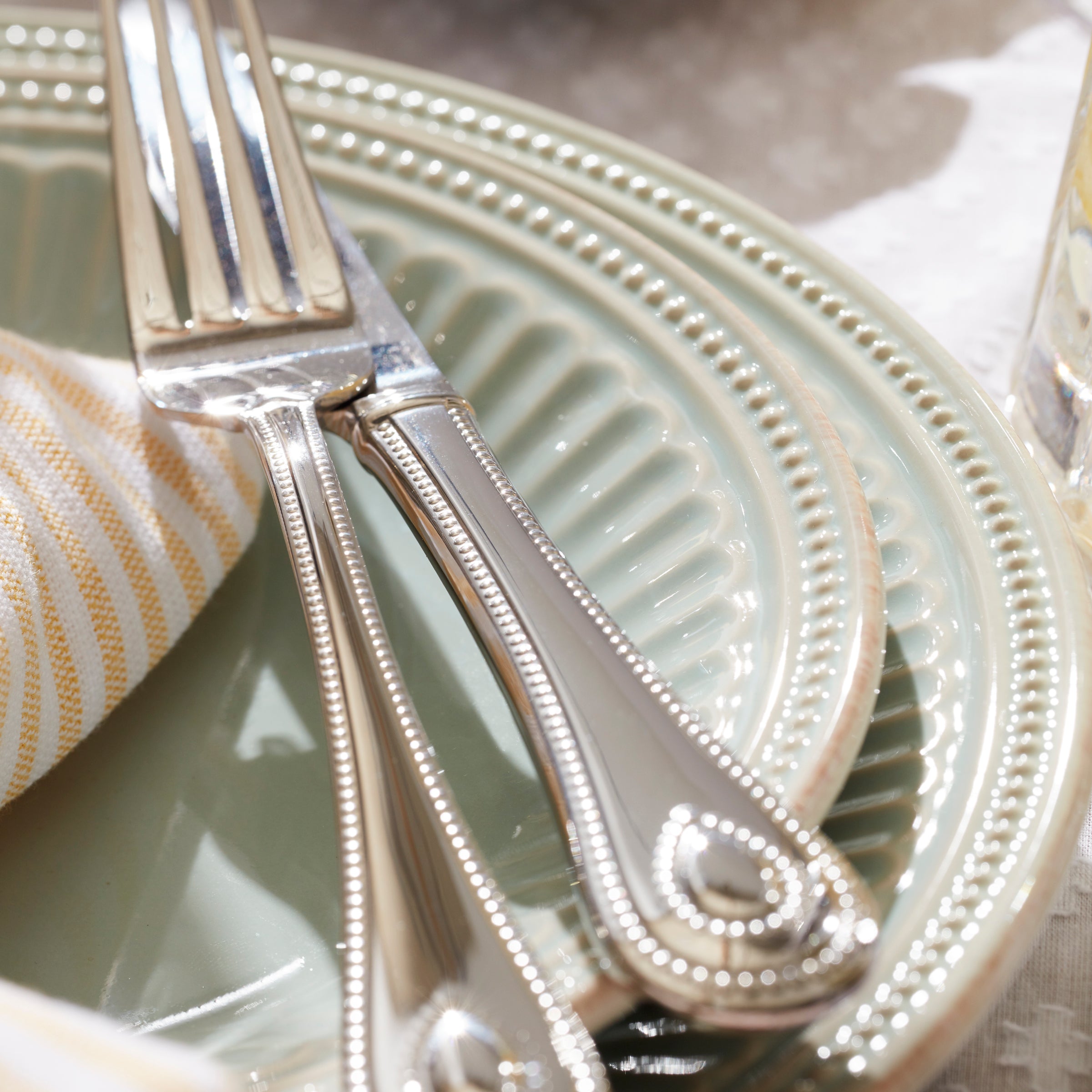 Lenox Premium French Perle Groove Ice Blue 12-Piece Place Setting - Image 5