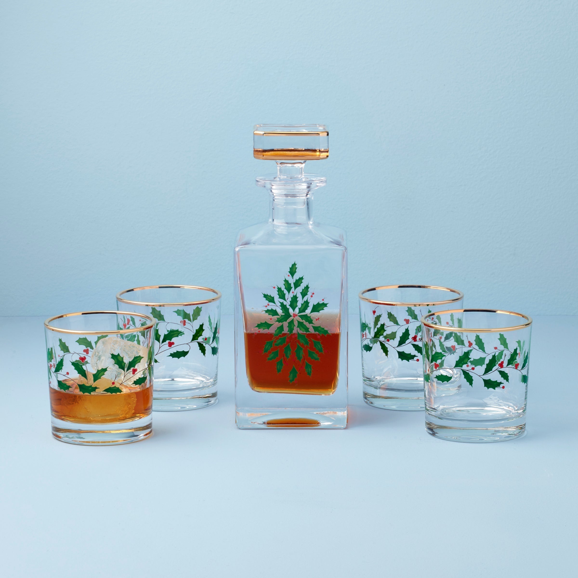 Lenox Premium Holiday 5-Piece Decanter & Whiskey Glass Set - Image 2