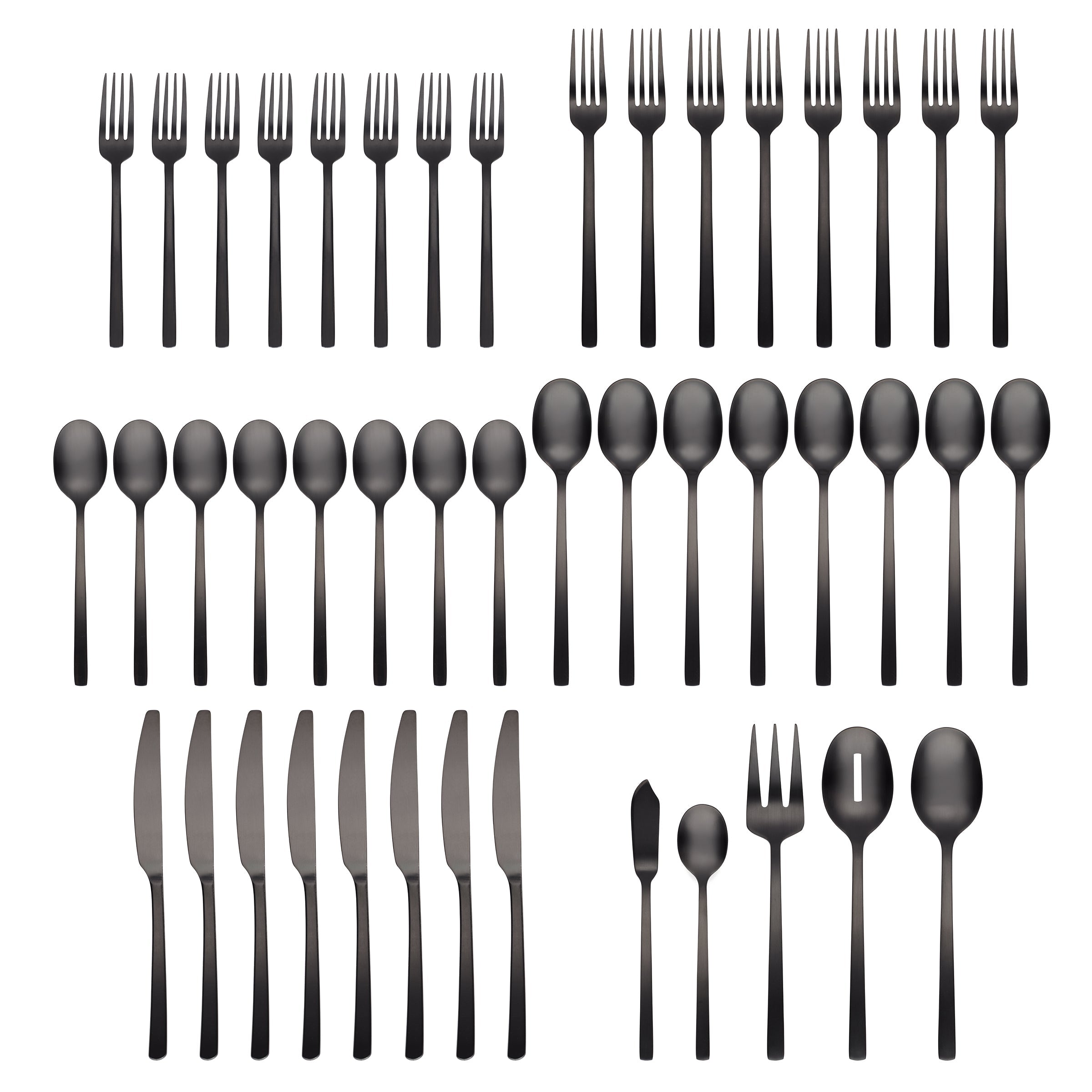 Lenox Premium Beacon Black Satin 45-Piece Flatware Set - Image 2