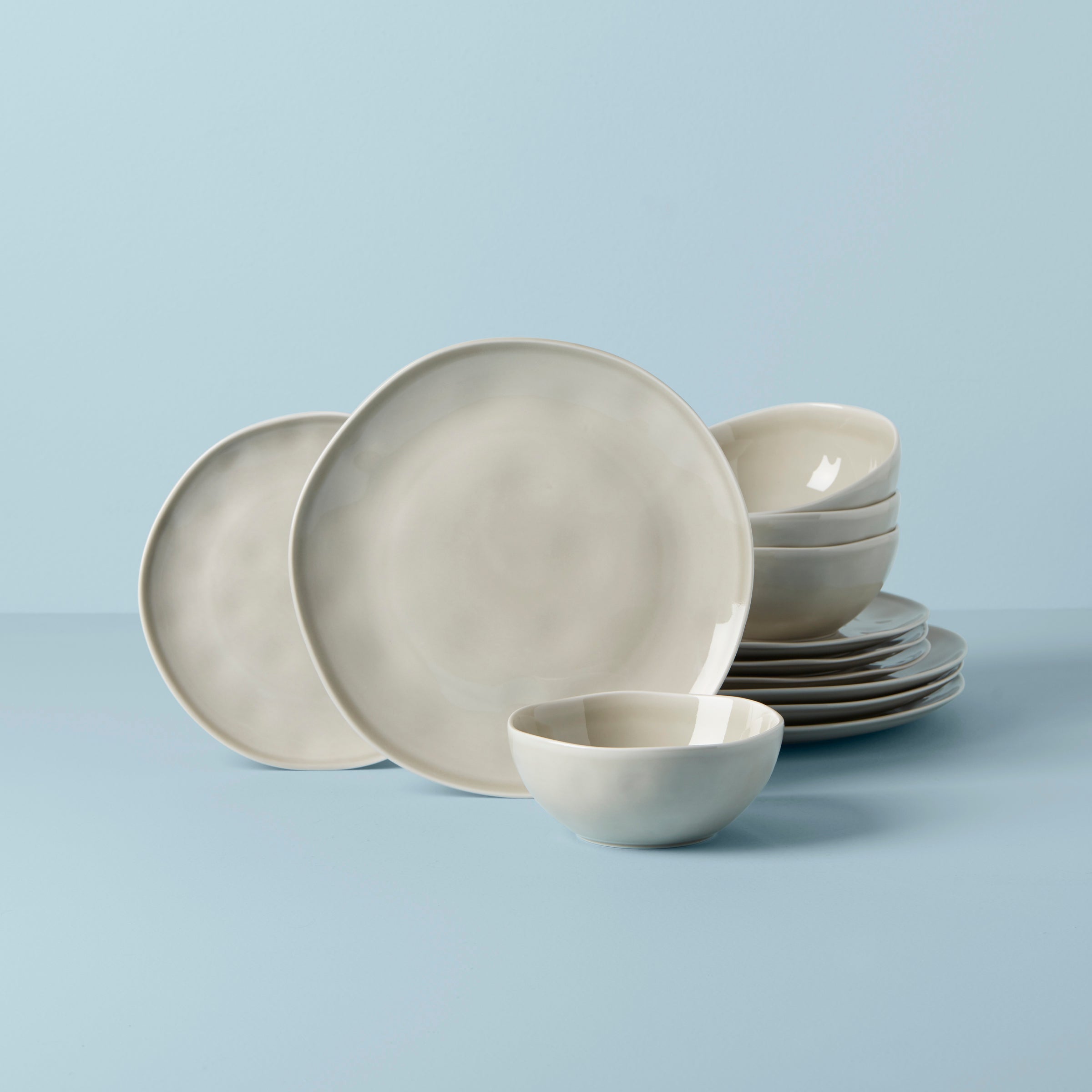 Lenox Premium Bay Colors Grey 12-Piece Dinnerware Set