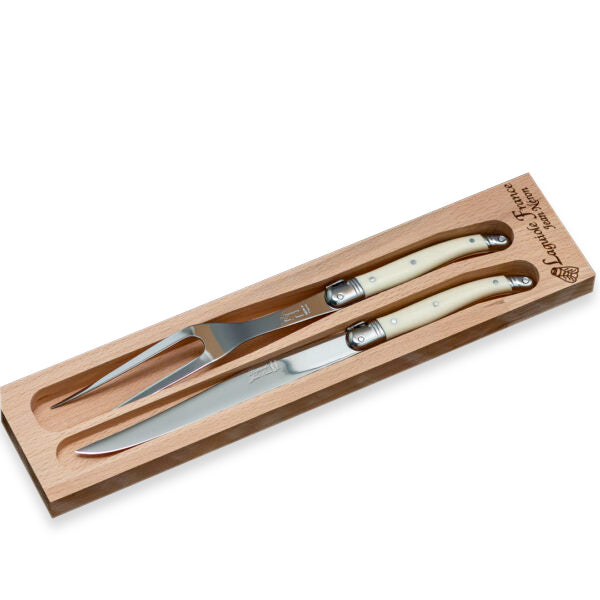 Lenox Premium Carving Set Ivory with Wood Tray