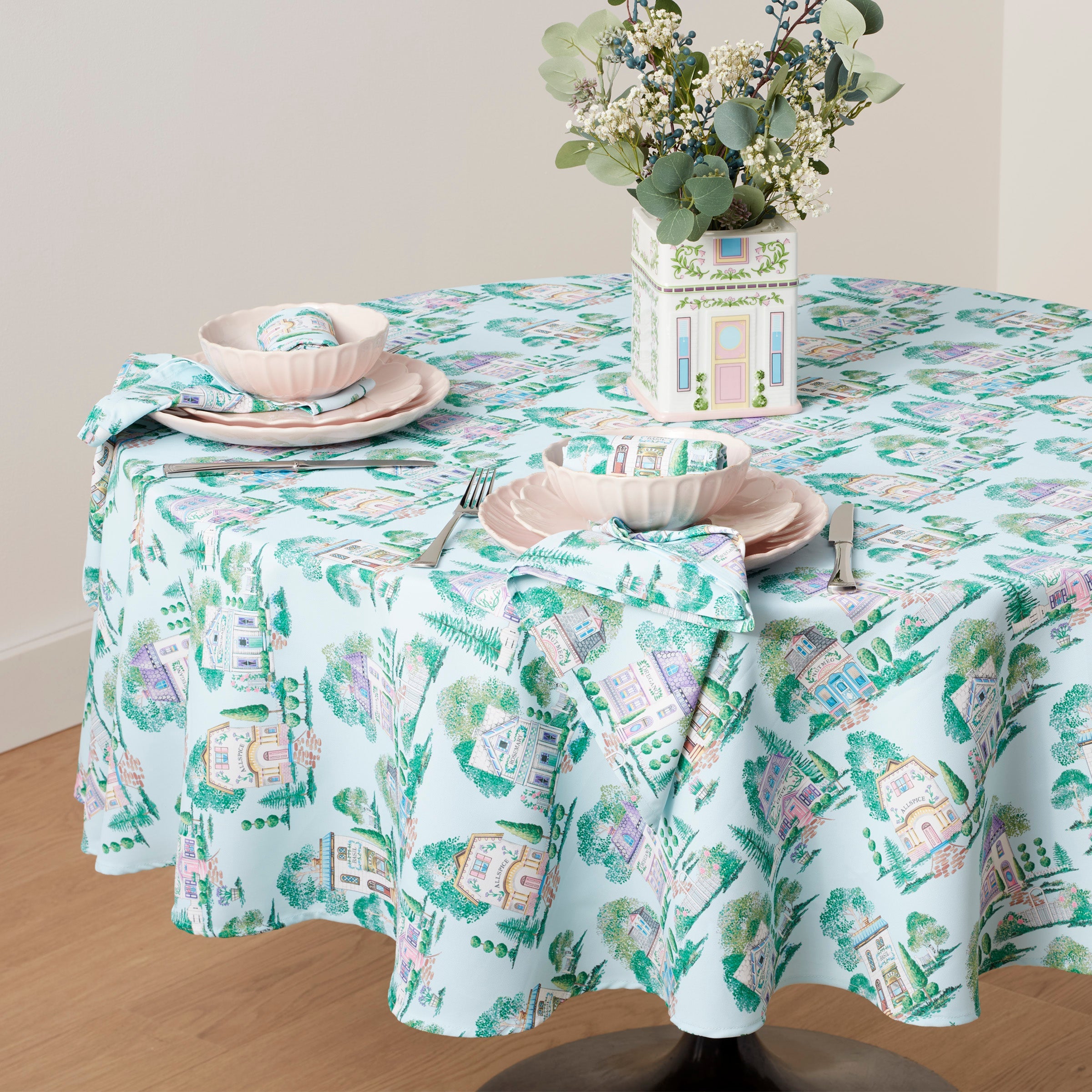Lenox Premium Lenox Spice Village Allover 70x70 Round Tablecloth - Image 2