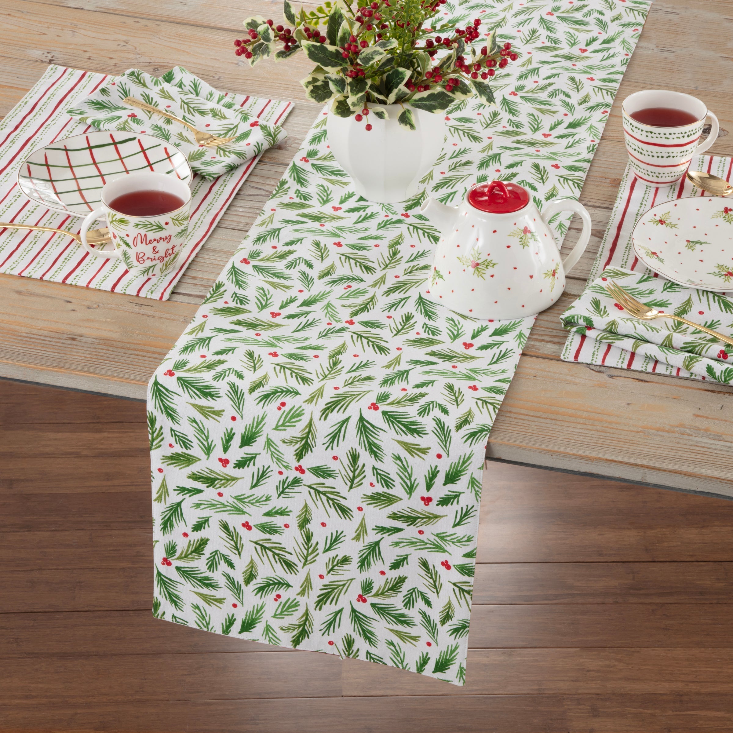Lenox Premium Bayberry Merry & Bright Reversible Table Runner - Image 3