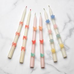 Alternative view of Lenox Premium Pink Bow Taper Candles, Set of 2