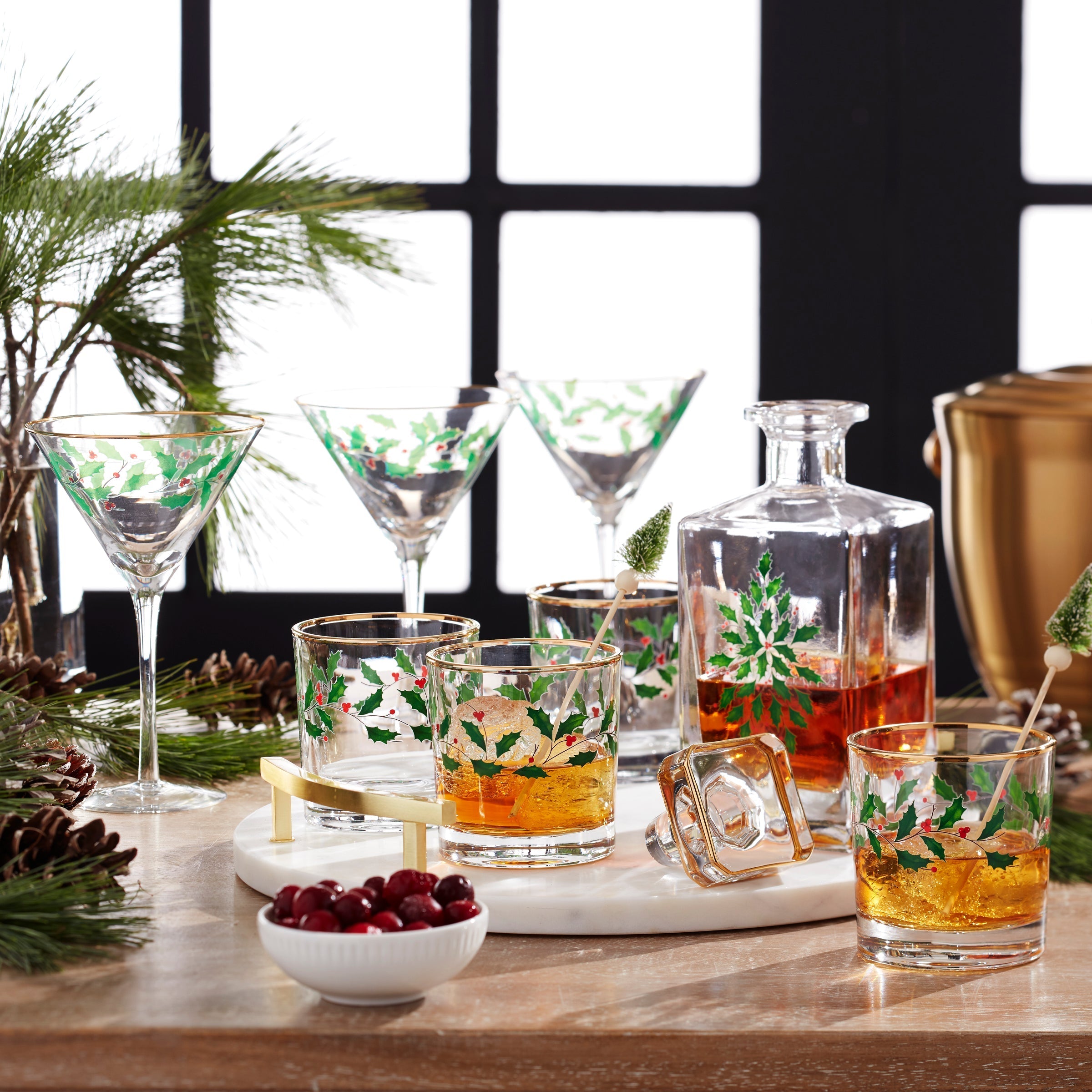 Lenox Premium Holiday 5-Piece Decanter & Whiskey Glass Set - Image 3