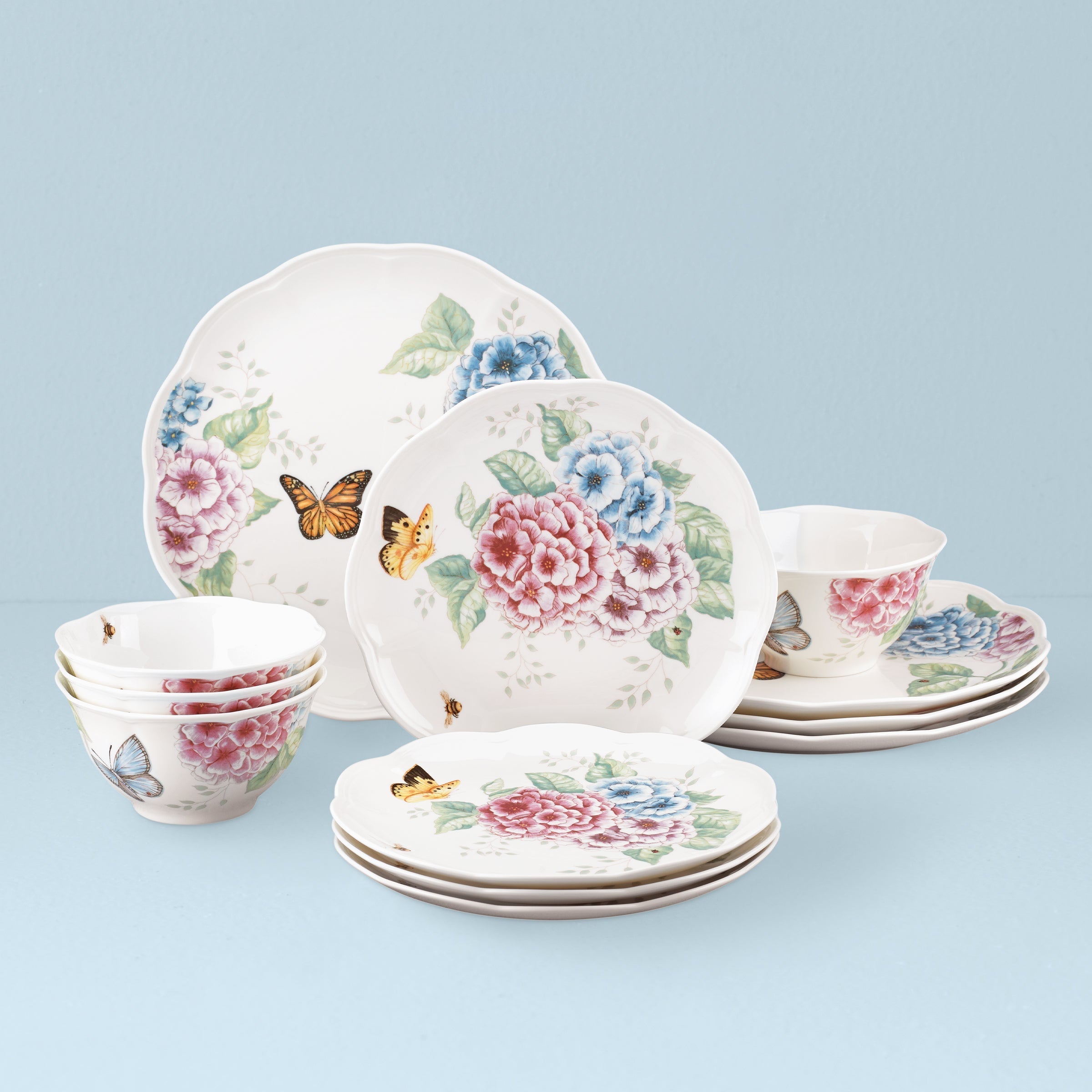 Lenox Premium Butterfly Meadow Hydrangea 12-Piece Dinnerware Set