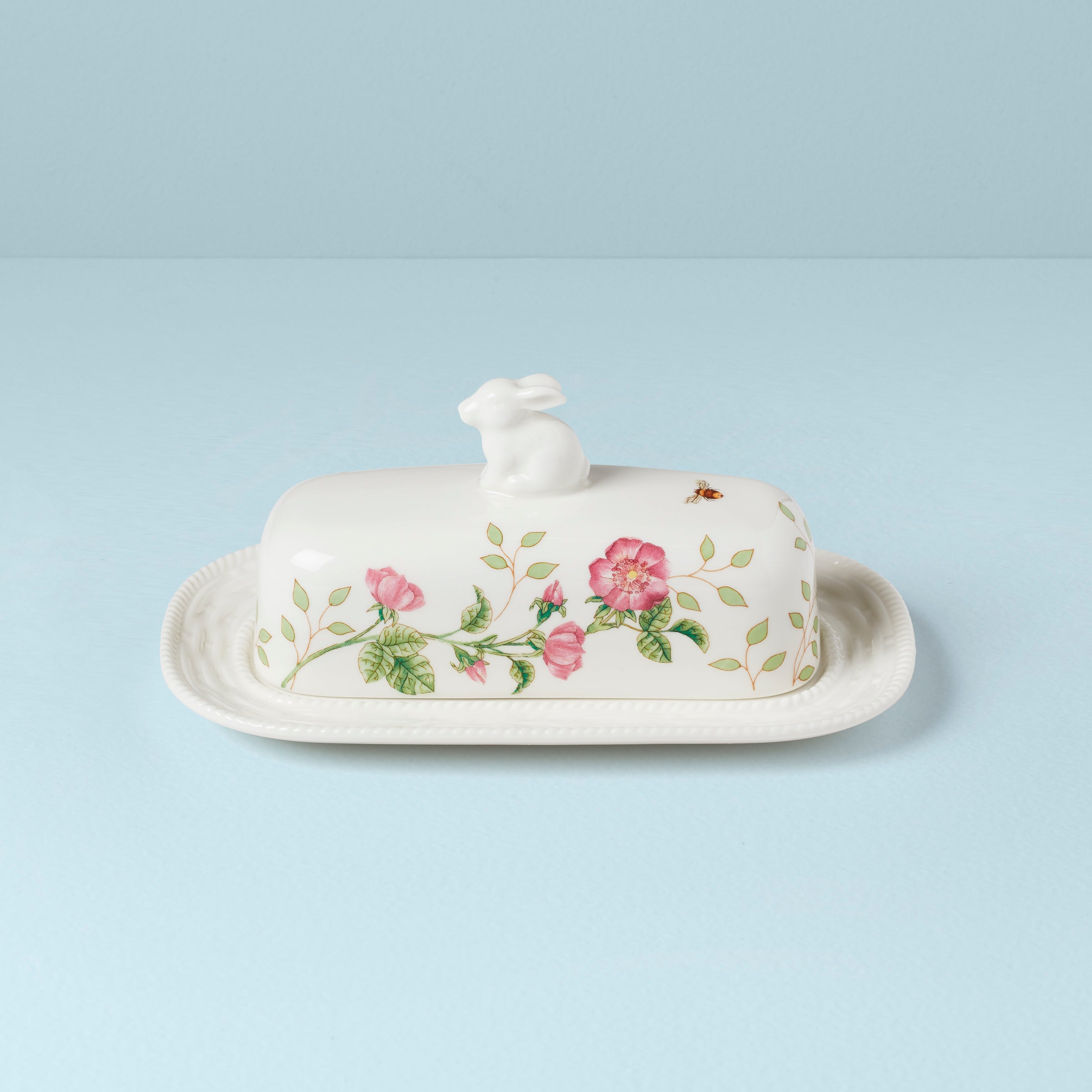 Lenox Premium Butterfly Meadow Bunny Covered Butter Dish