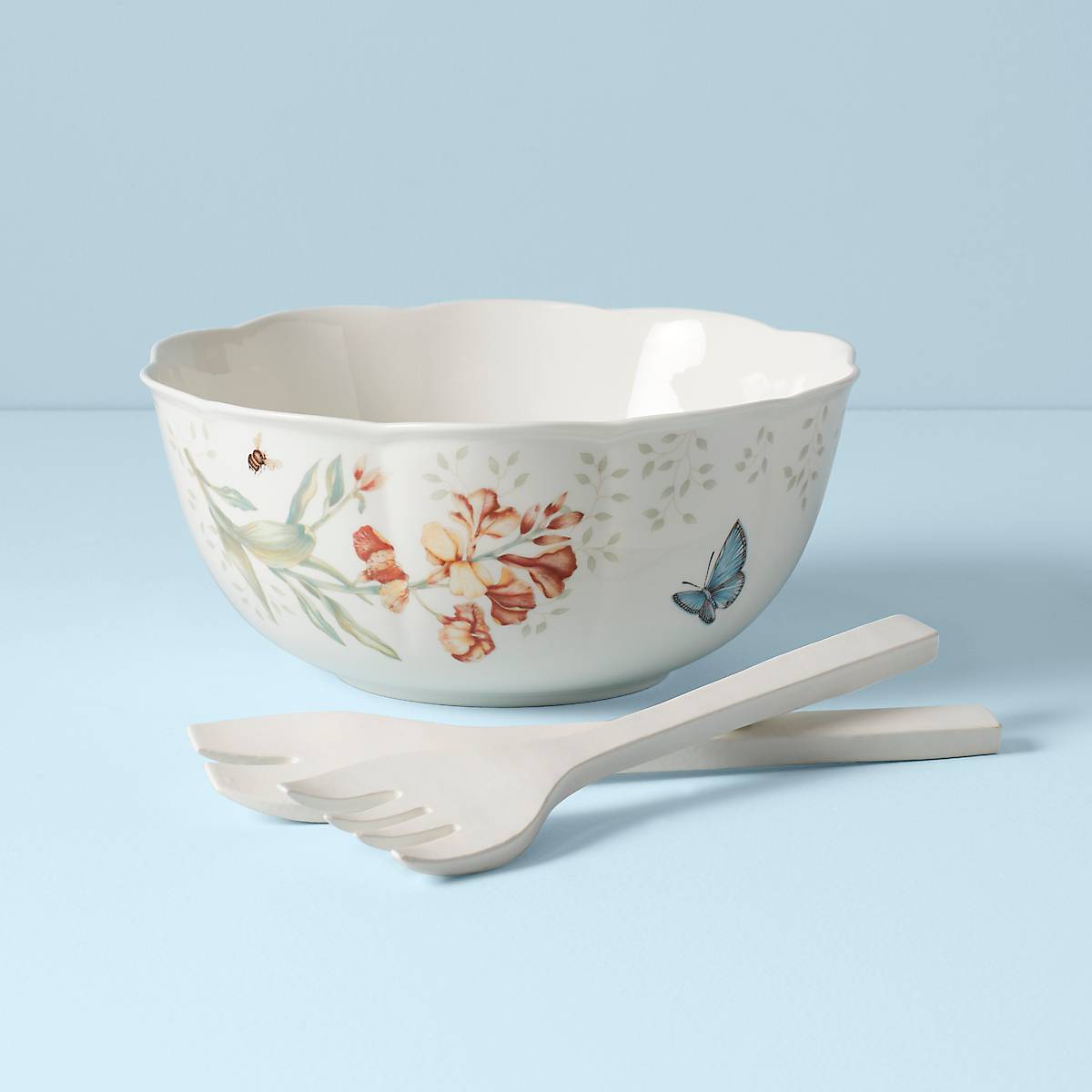 Lenox Premium Butterfly Meadow Salad Bowl & Servers - Image 2