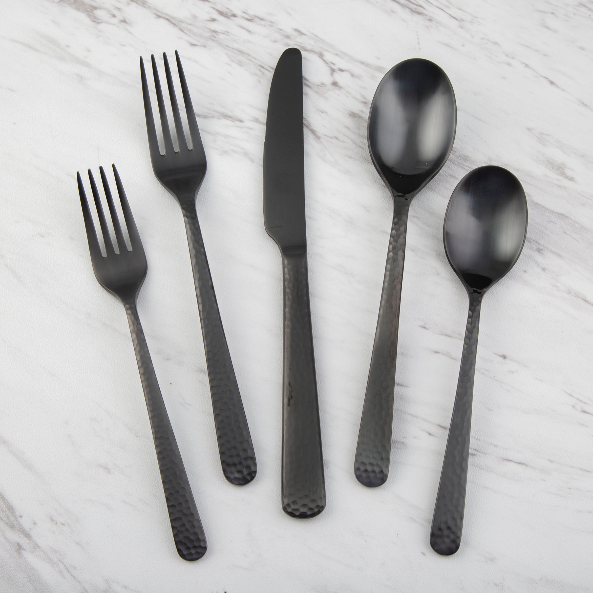 Lenox Premium Cecil Black Satin Hammered 20-Piece Flatware Set