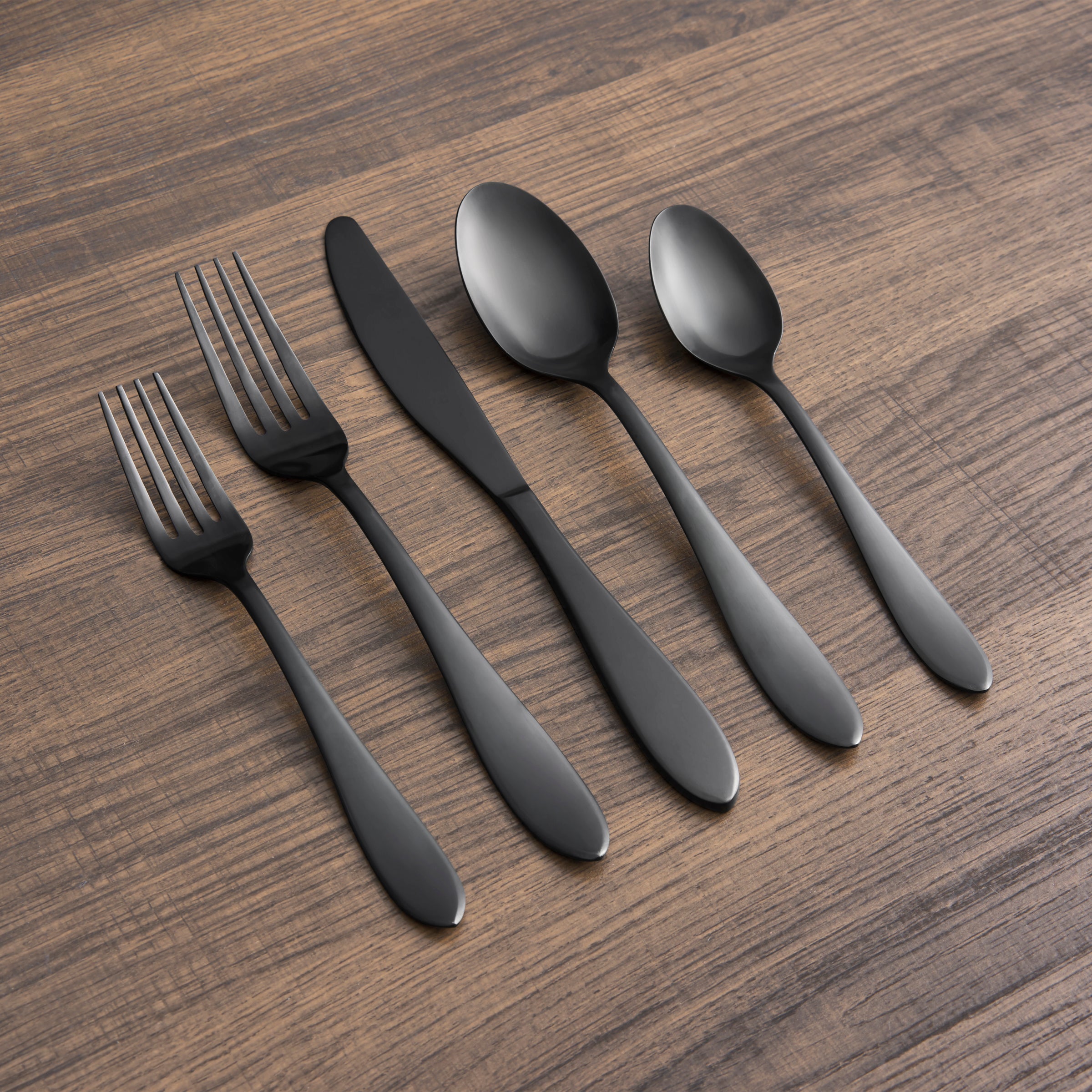 Lenox Premium Delia Black Satin 20-Piece Flatware Set - Image 3