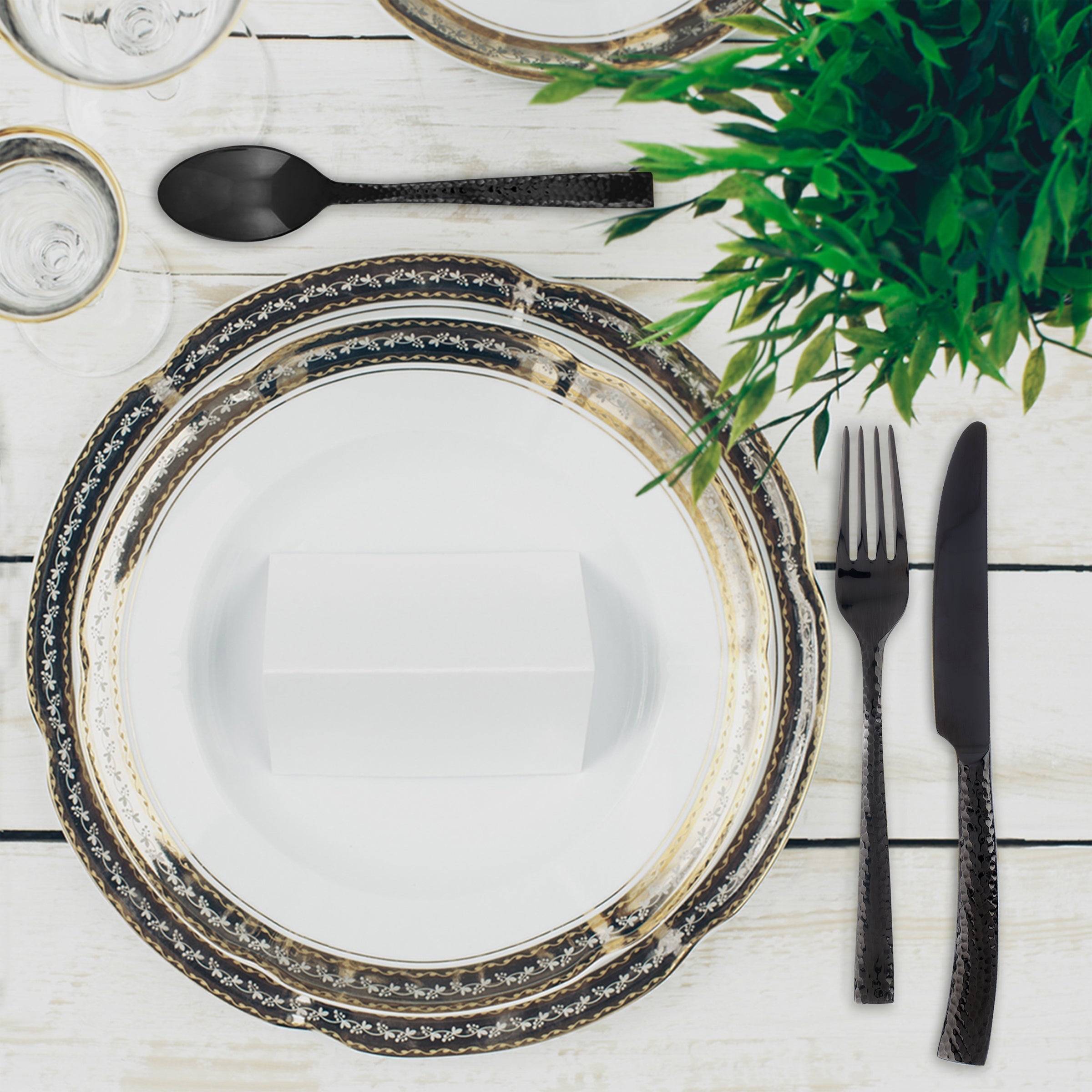 Lenox Premium Paris Hammered Gunmetal Titanium 20-Piece Flatware Set - Image 4