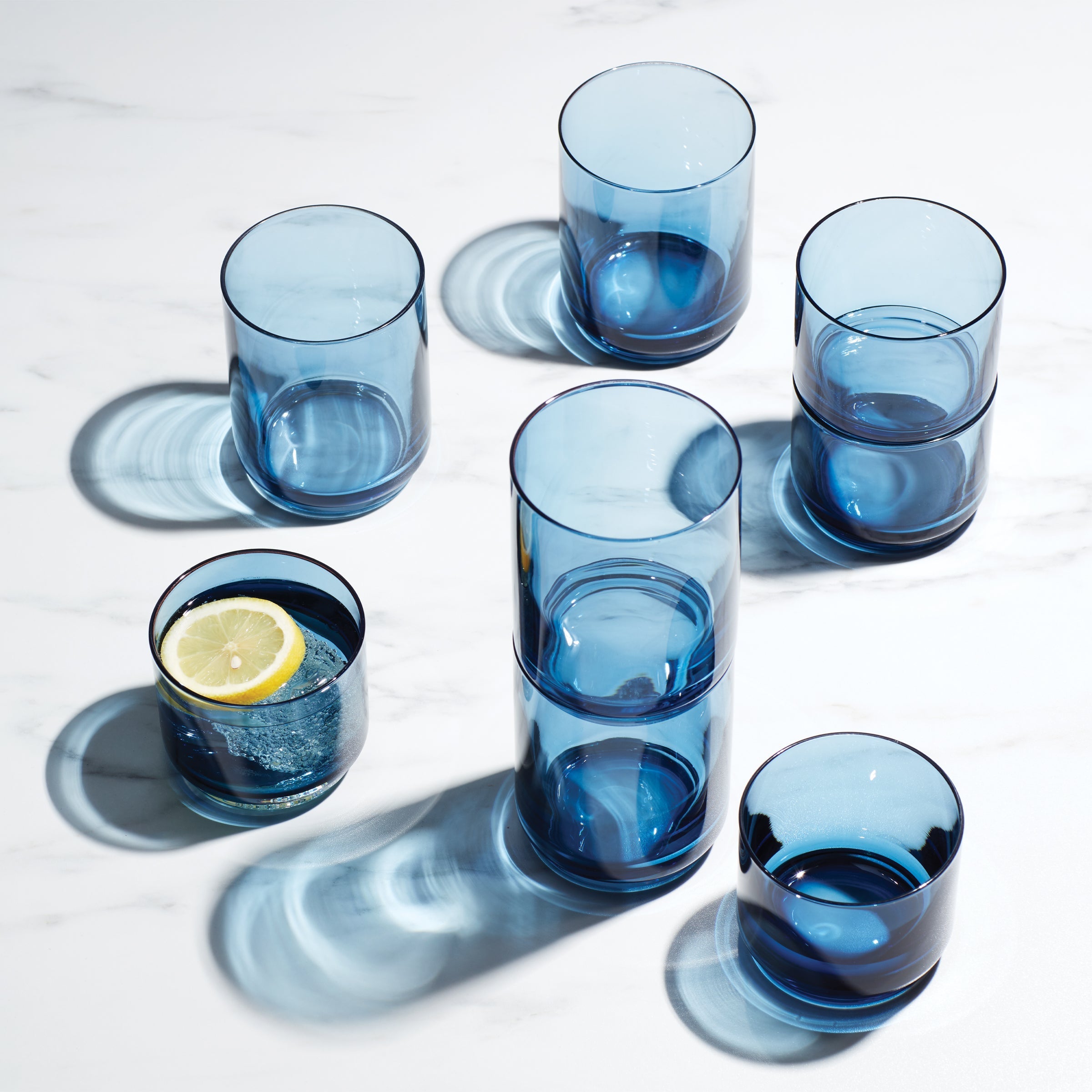 Lenox Premium Tuscany Classics Stackable Blue Short Glasses, Set of 4 - Image 2