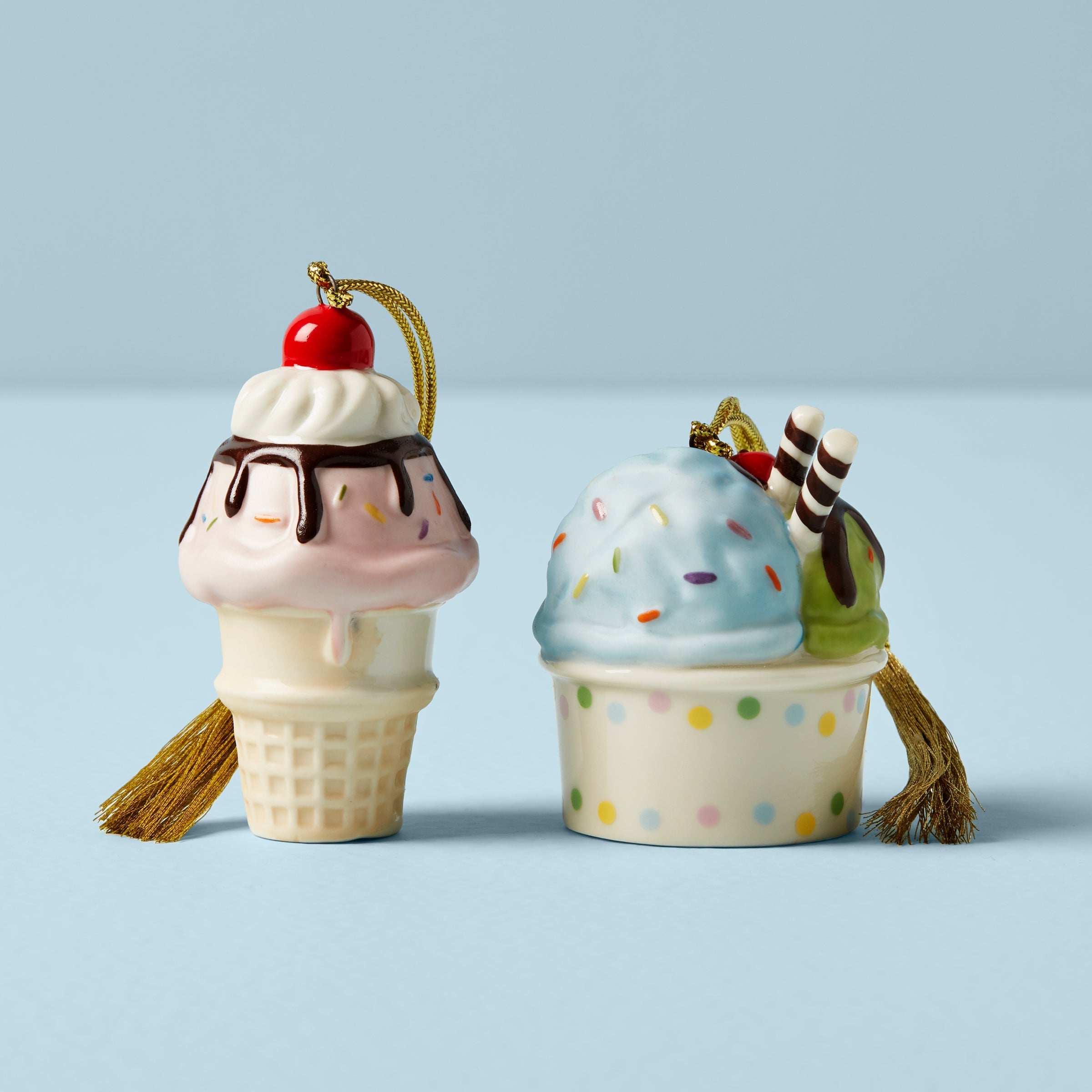 Lenox Premium Personalized Ice Cream 2-Piece Ornament Set - Image 4