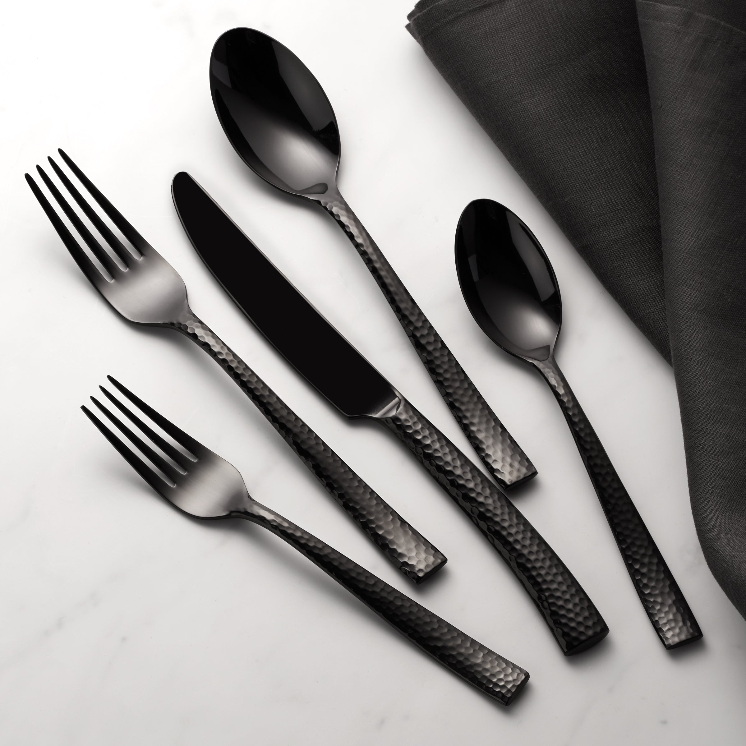 Lenox Premium Paris Hammered Gunmetal Titanium 20-Piece Flatware Set - Image 3