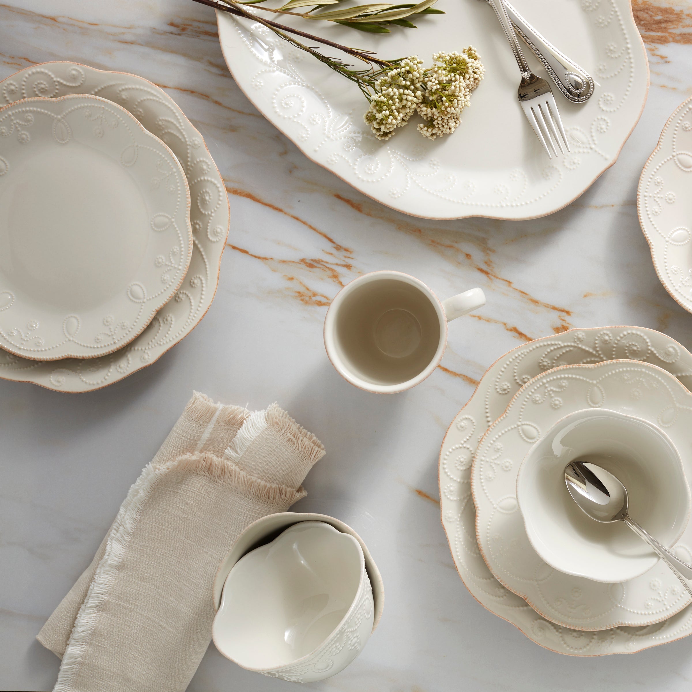 Lenox Premium French Perle White 12-Piece Dinnerware Set - Image 2