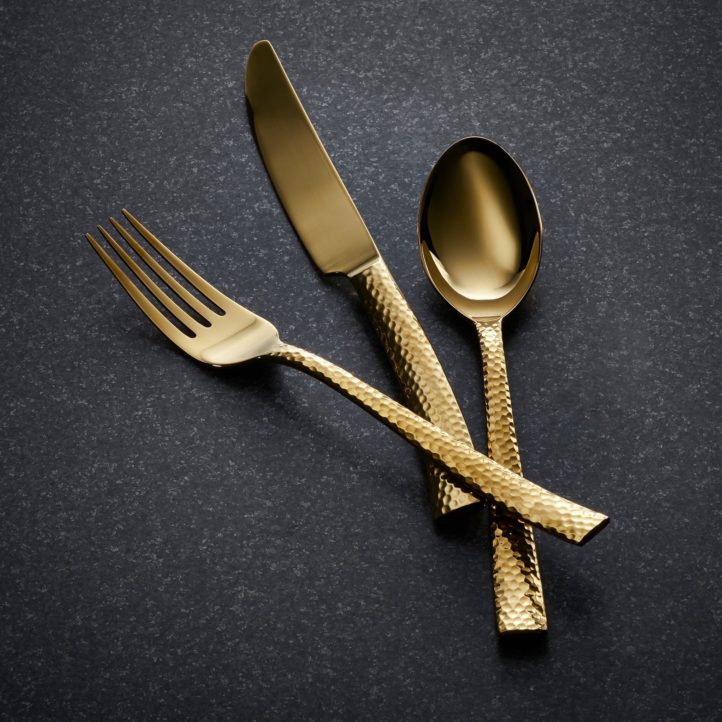 Lenox Premium Paris Hammered Gold Titanium 20-Piece Flatware Set - Image 2
