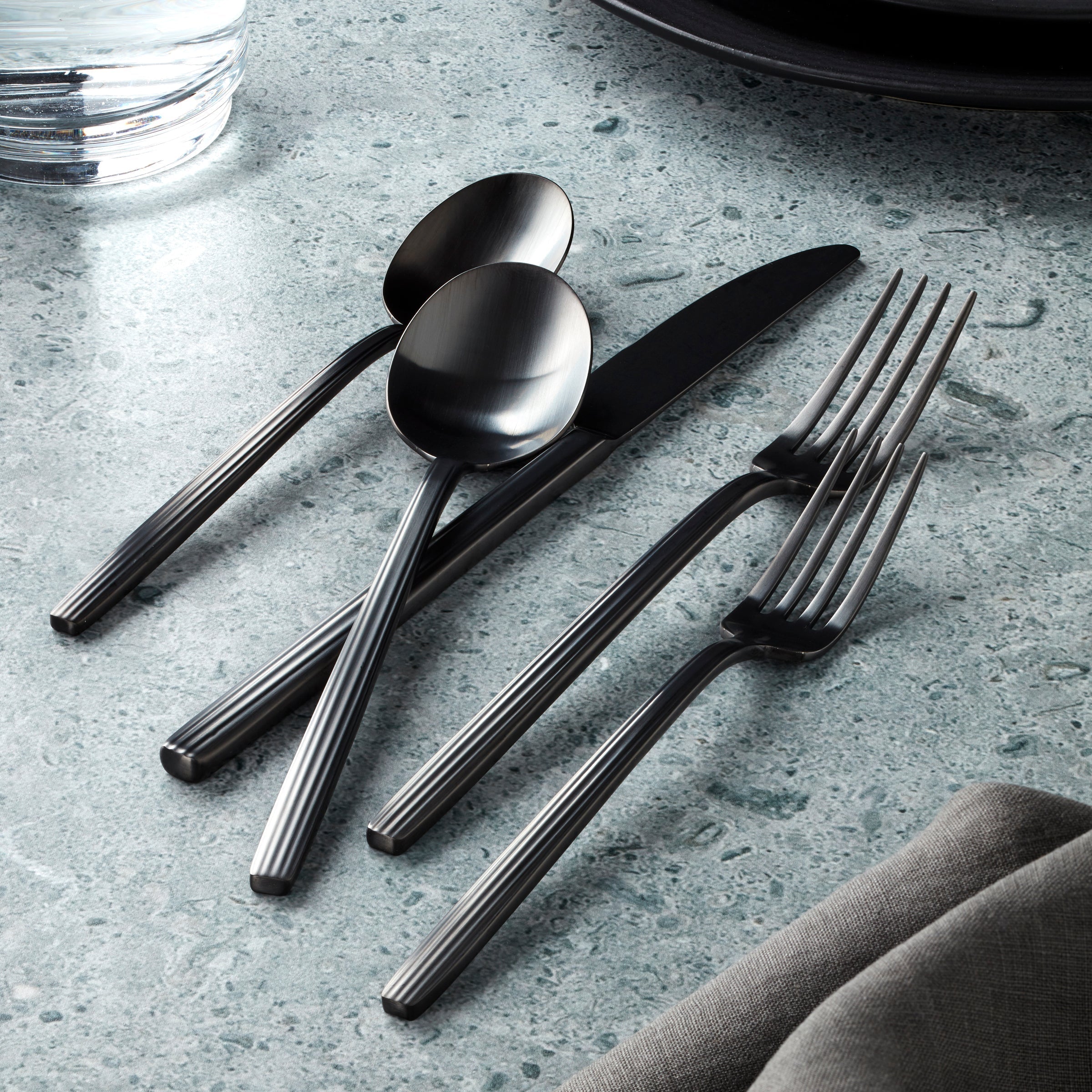 Lenox Premium Dean Black Satin 20-Piece Flatware Set - Image 4
