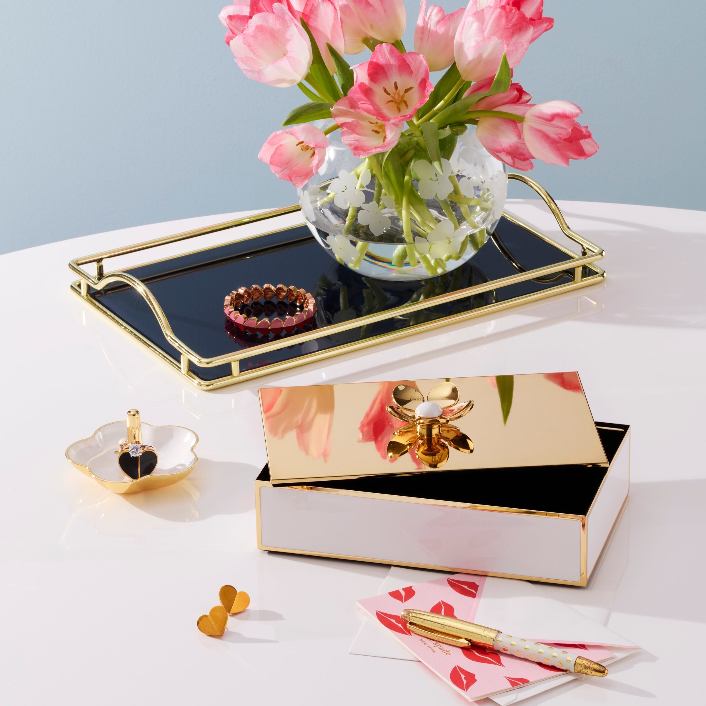 Lenox Premium Make It Pop Navy Glass Vanity Tray - Image 2