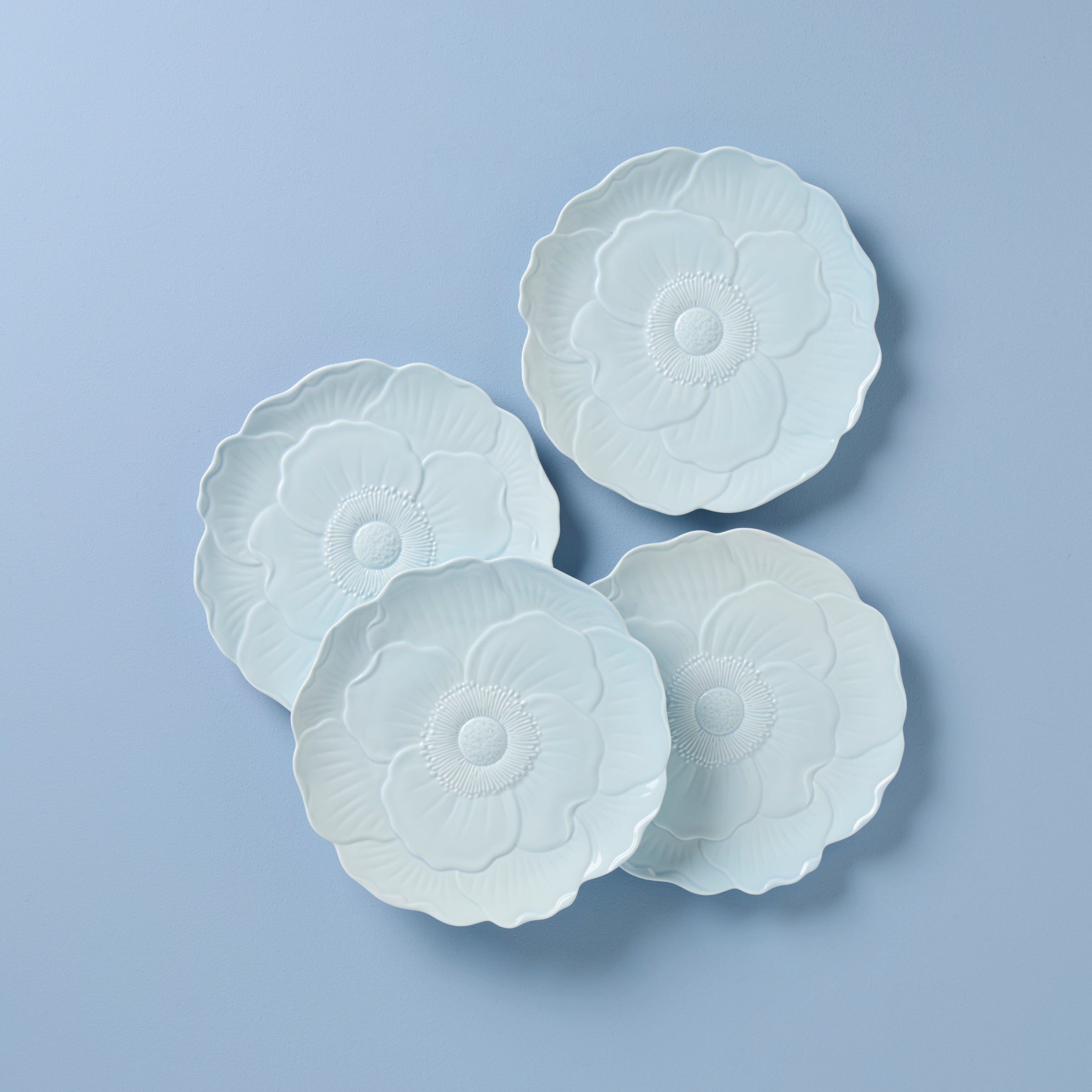 Lenox Premium Butterfly Meadow Floral Blue Accent Plates, Set of 4