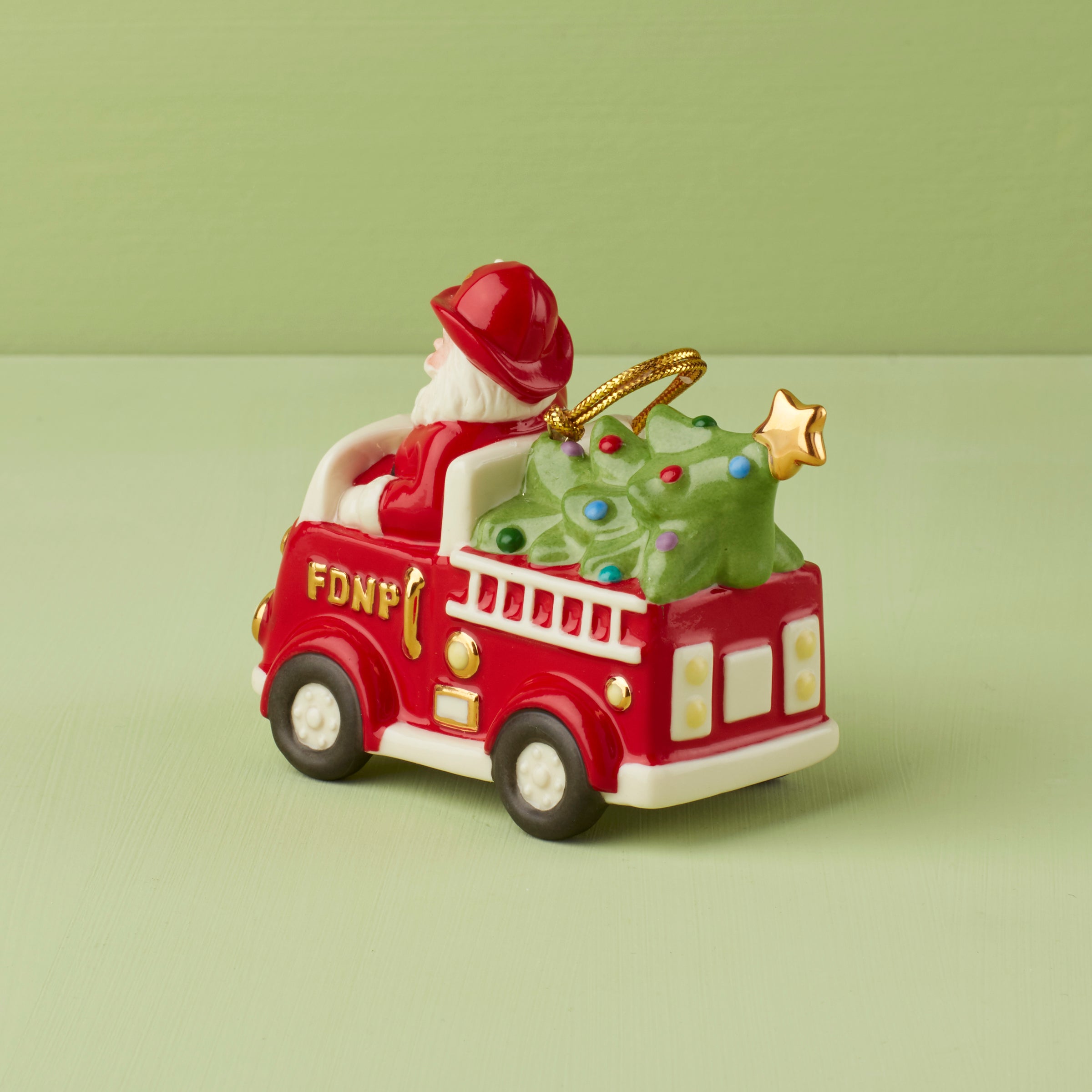 Lenox Premium Santa In Fire Truck Ornament - Image 2