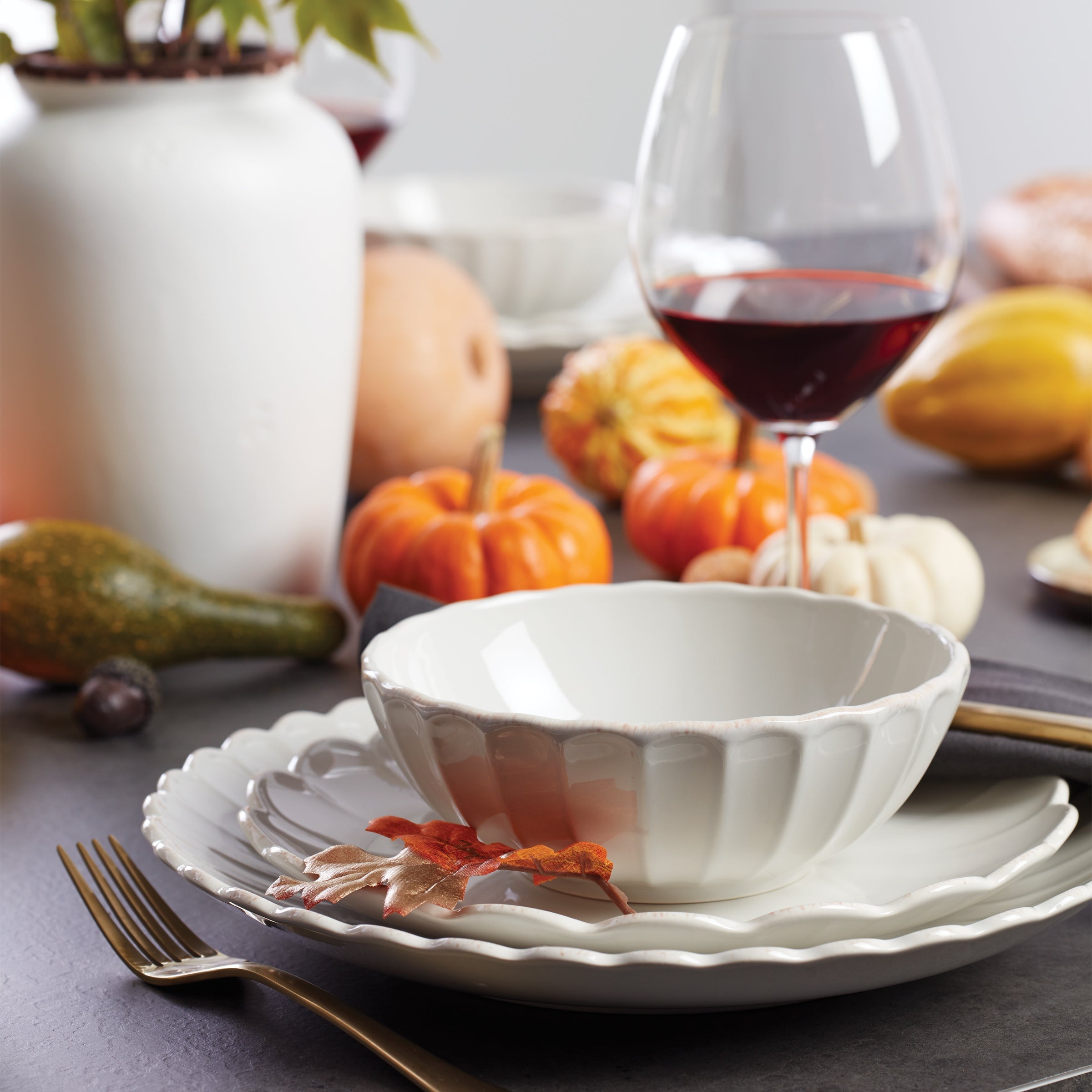 Lenox Premium French Perle Scallop White 12-Piece Dinnerware Set - Image 11