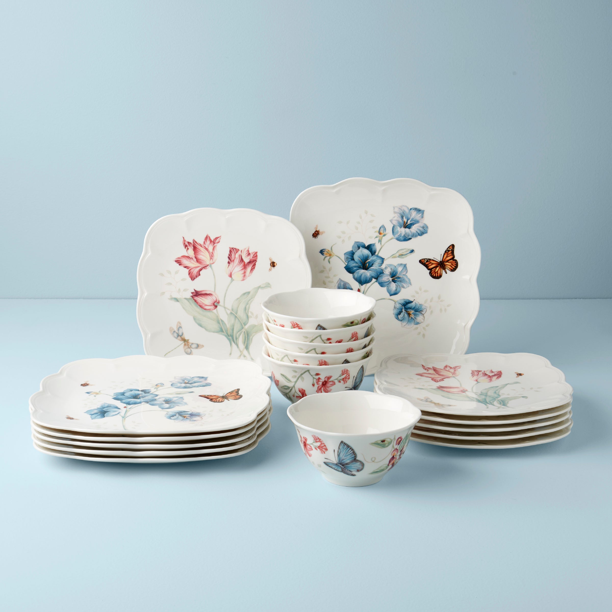 Lenox Premium Butterfly Meadow Square 18-Piece Dinnerware Set