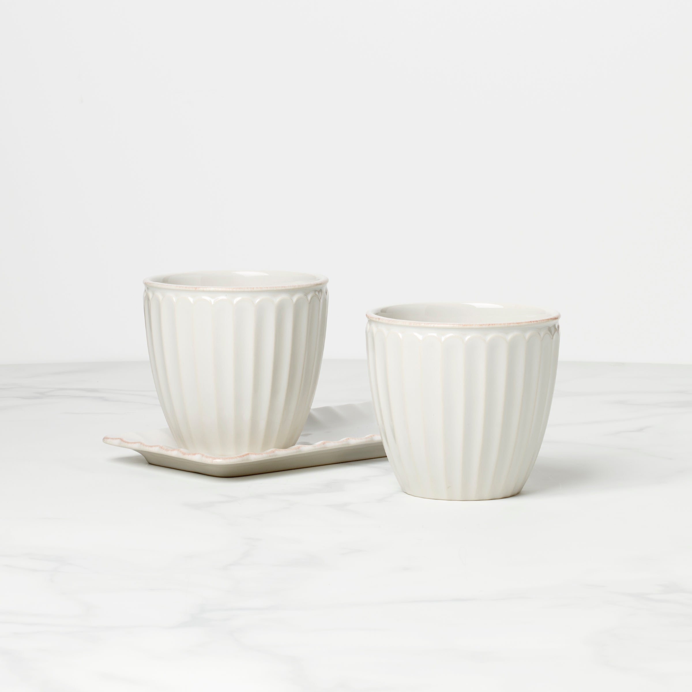 Lenox Premium French Perle Scallop White 3-Piece Herb Pot Set - Image 2