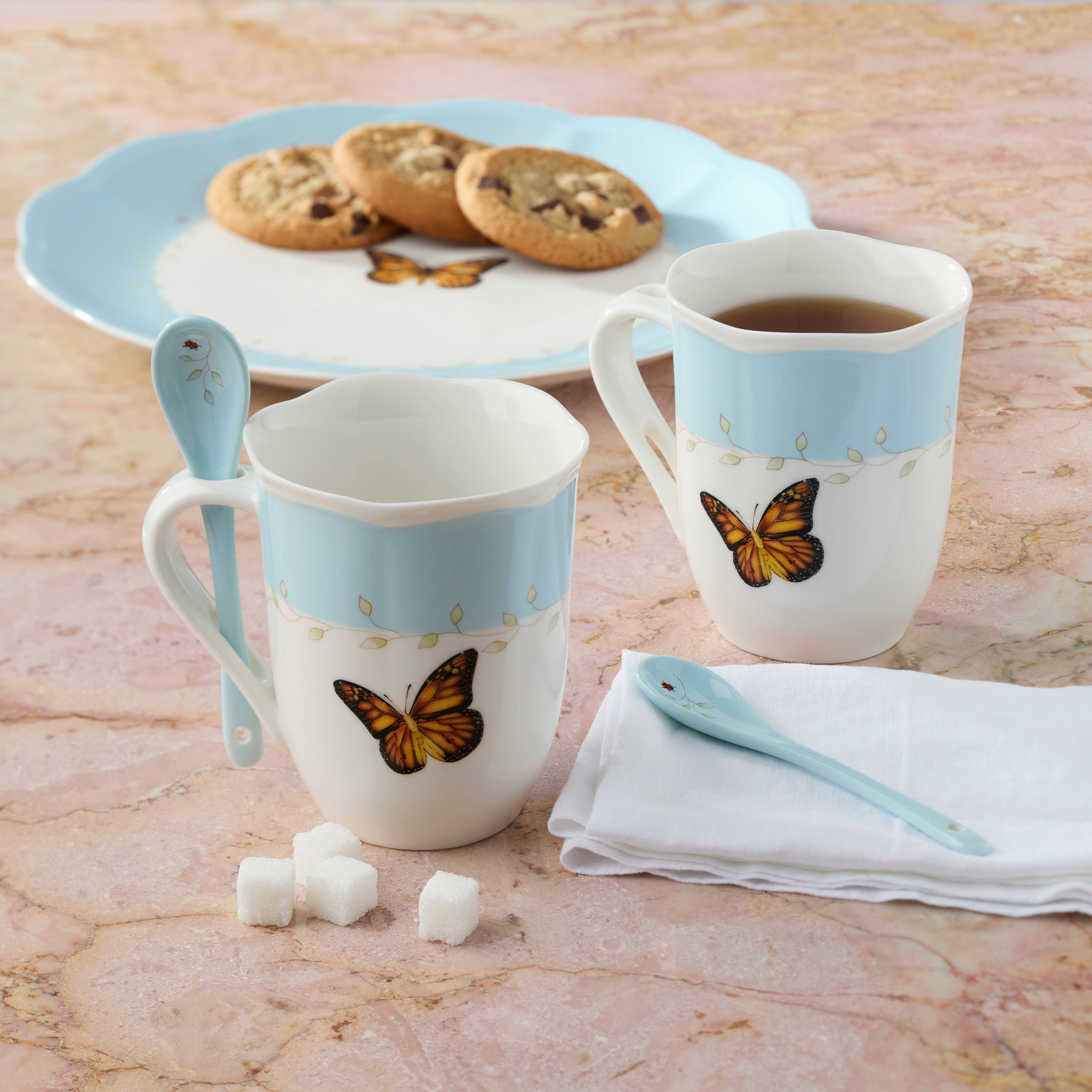 Lenox Premium Butterfly Meadow Blue Mugs with Spoons, Set of 2 - Image 5