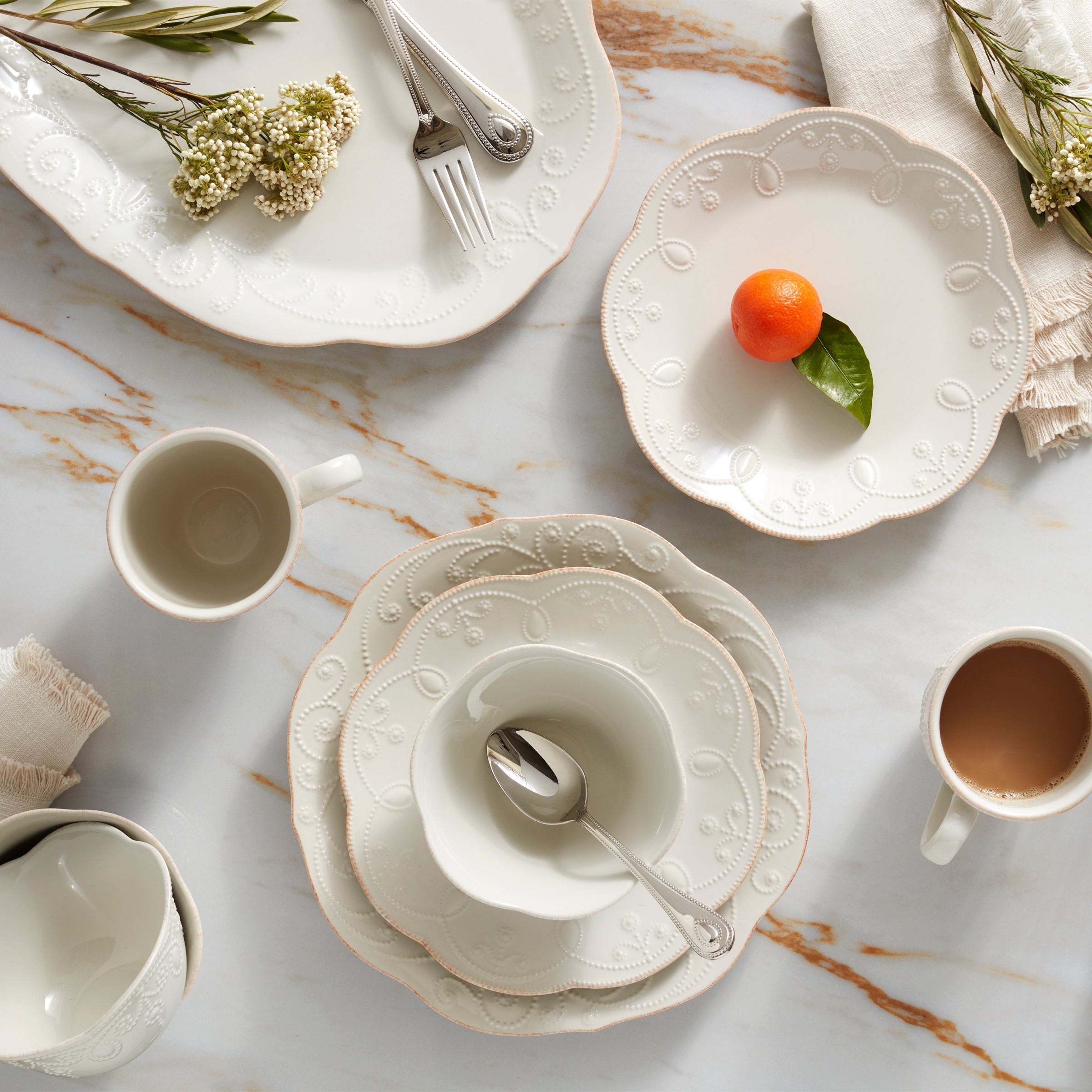 Lenox Premium French Perle White 12-Piece Dinnerware Set - Image 4