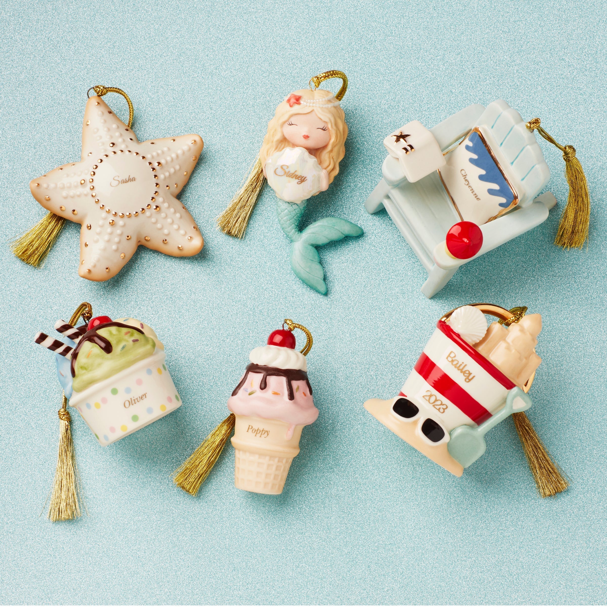 Lenox Premium Personalized Ice Cream 2-Piece Ornament Set - Image 5