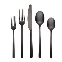 Lenox Premium Beacon Black Satin 45-Piece Flatware Set