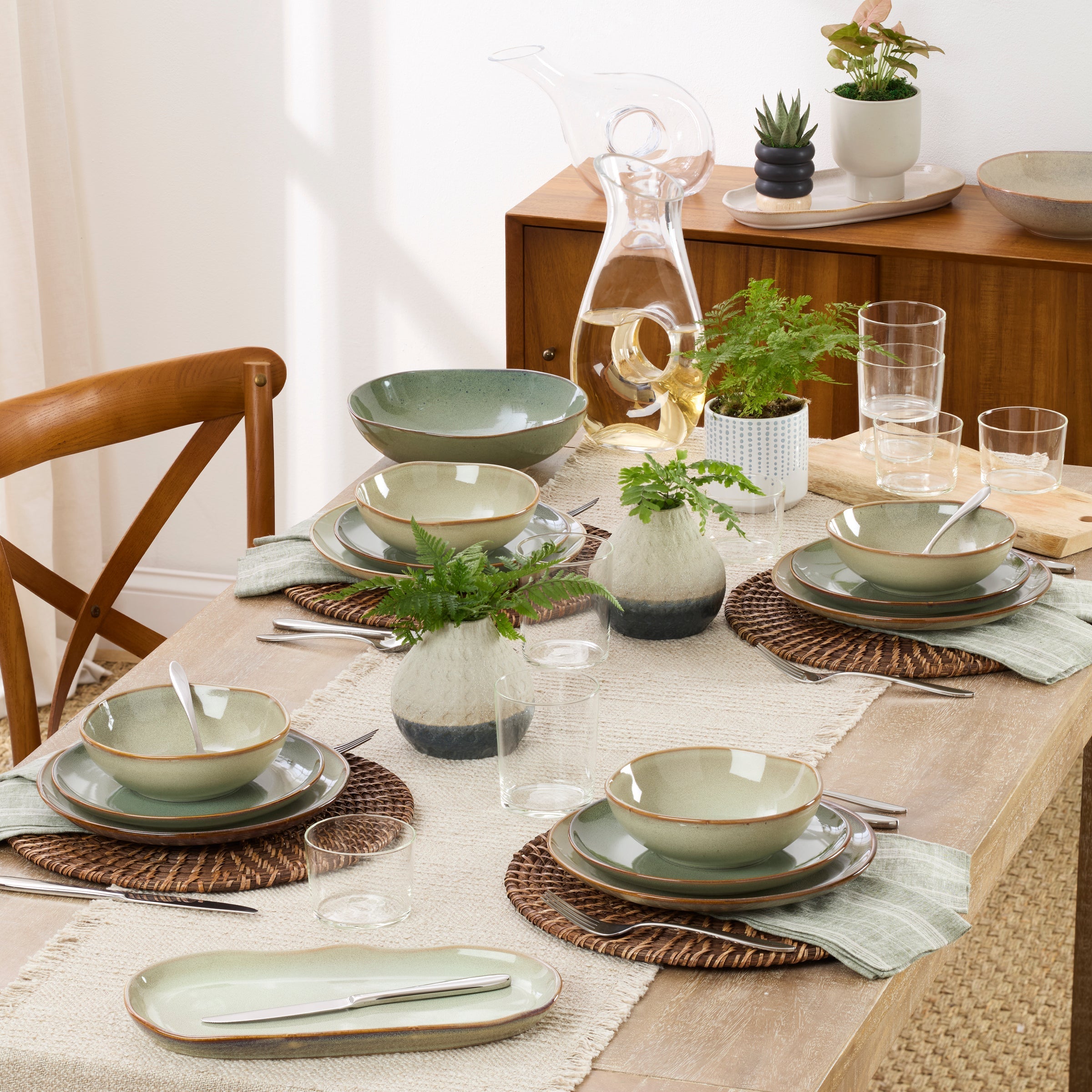 Lenox Premium Organic Shades Sage Green 12-Piece Dinnerware Set - Image 2