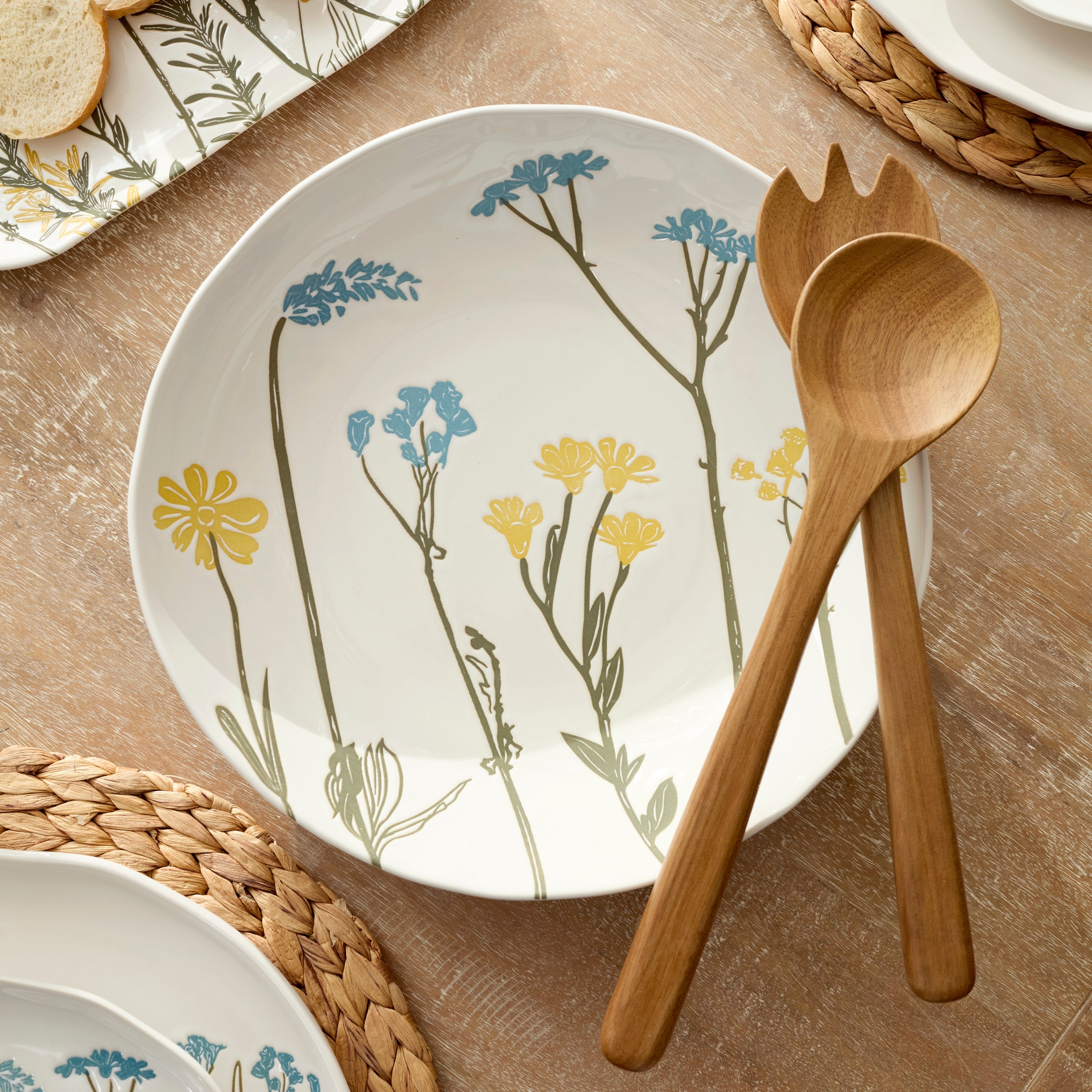 Lenox Premium Wildflowers Salad Bowl with Servers - Image 2