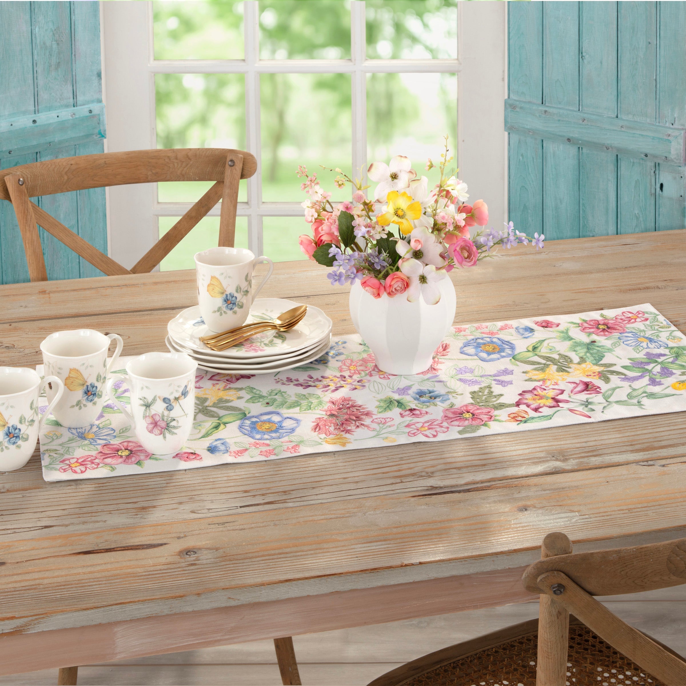 Lenox Premium Butterfly Meadow Garden Embroidered Centerpiece Table Runner - Image 2