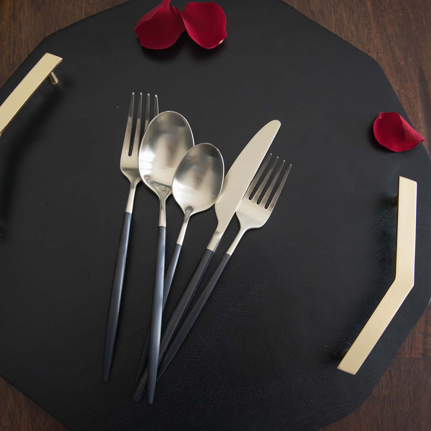 Lenox Premium Gaze Black Champagne Satin 20-Piece Flatware Set - Image 3